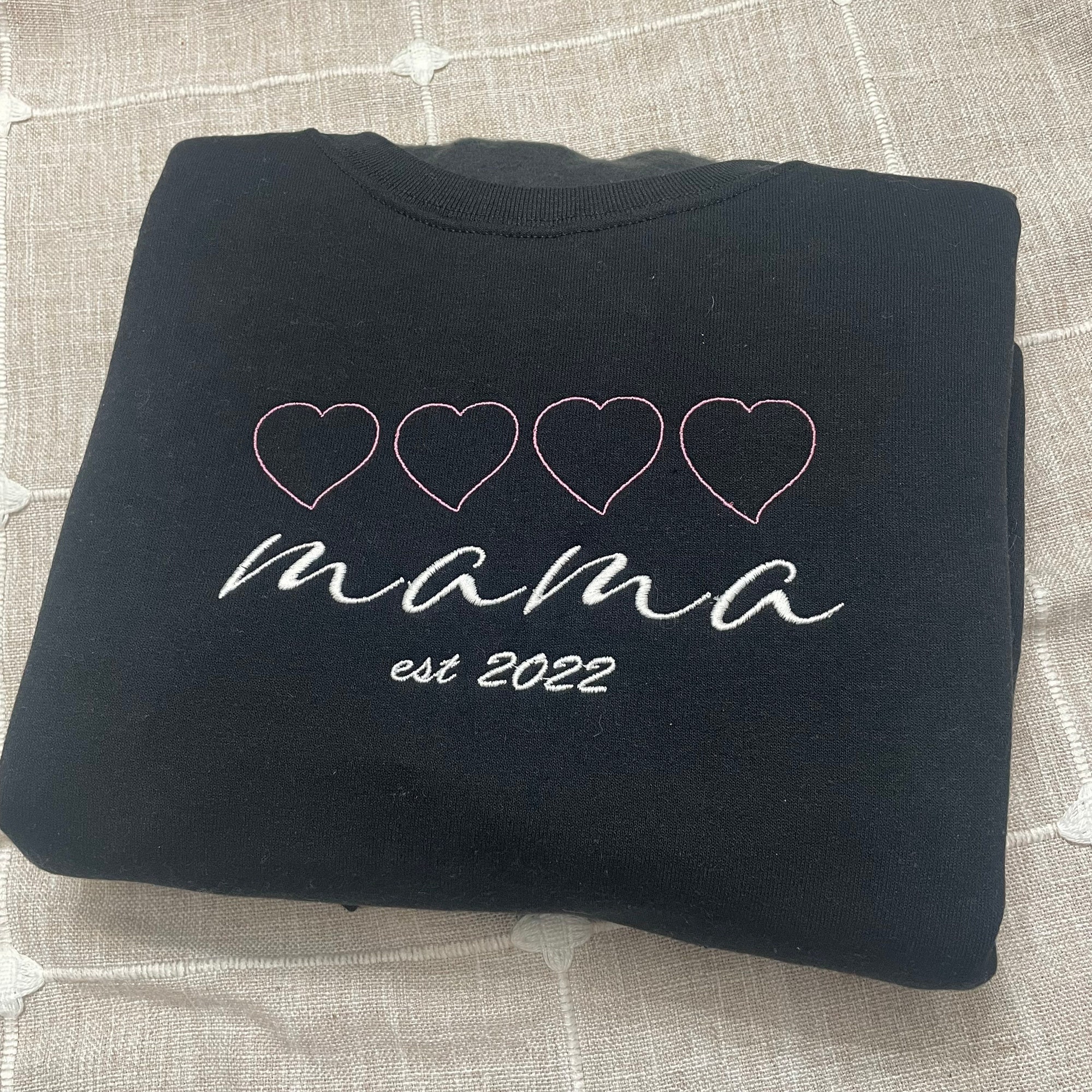 Mama Established Embroidered Sweatshirt - Mama Crewneck Gifts for New Moms Custom Year Babies and Mom Gifts Baby Shower Gifts image 4
