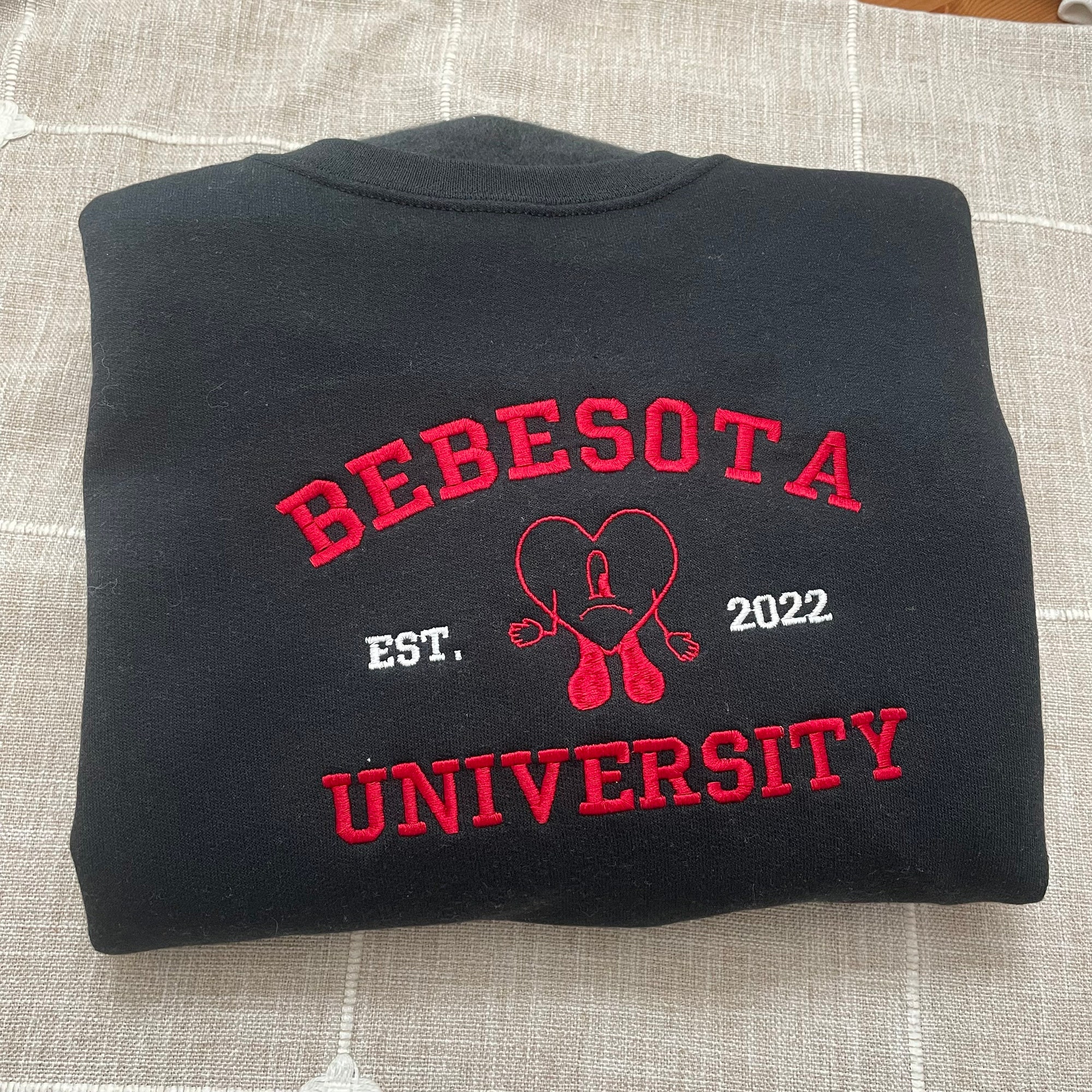 Bebesota University Embroidered Sweatshirt - Bad Bunny Merch Y2K Style Bad Bunny Embroidery Design Bad Bunny SVG Music Merch image 2