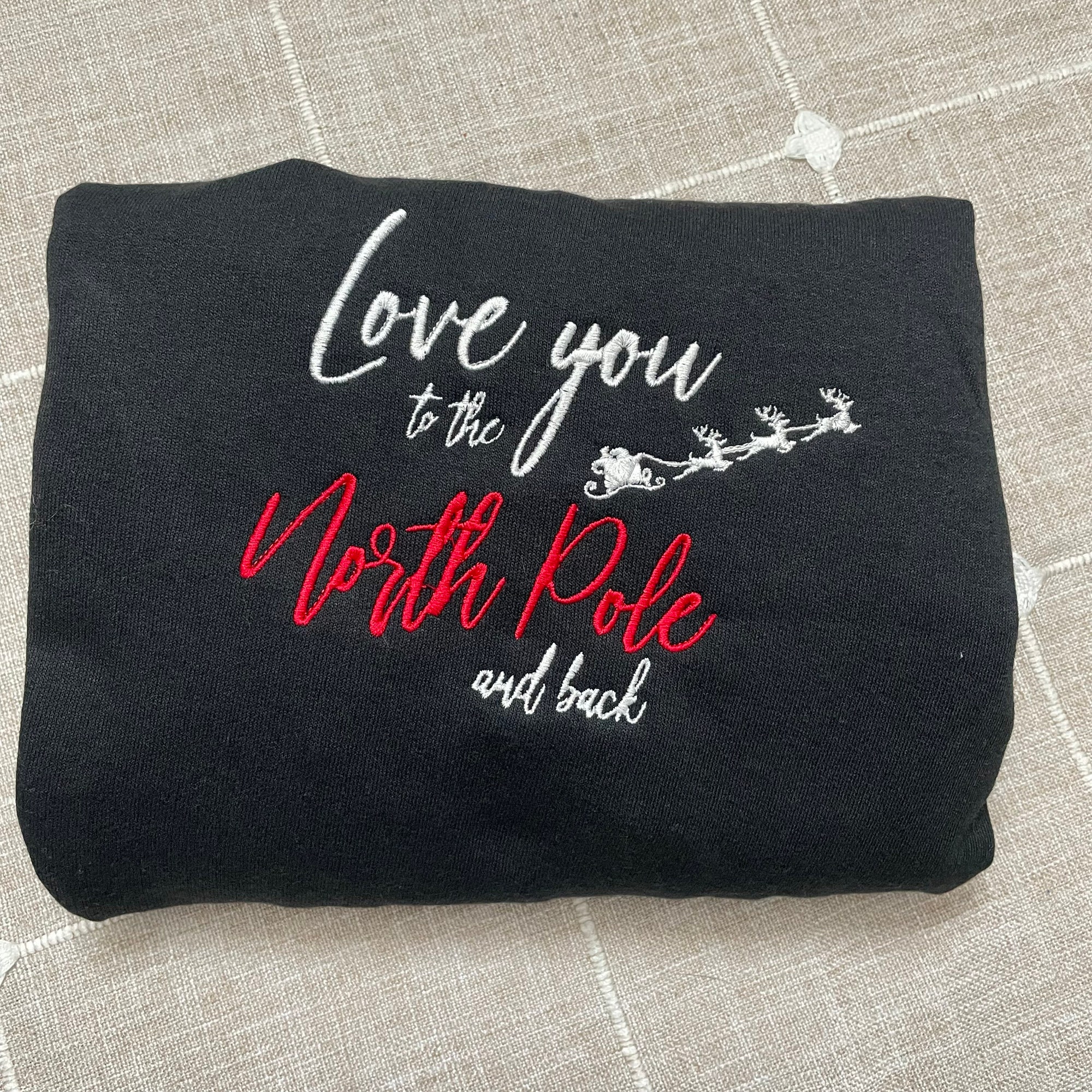 Love You to the North Pole Embroidered Sweatshirt - Y2K Style Crewneck Christmas Gifts Women's Clothes Gifts for Her Vintage image 2