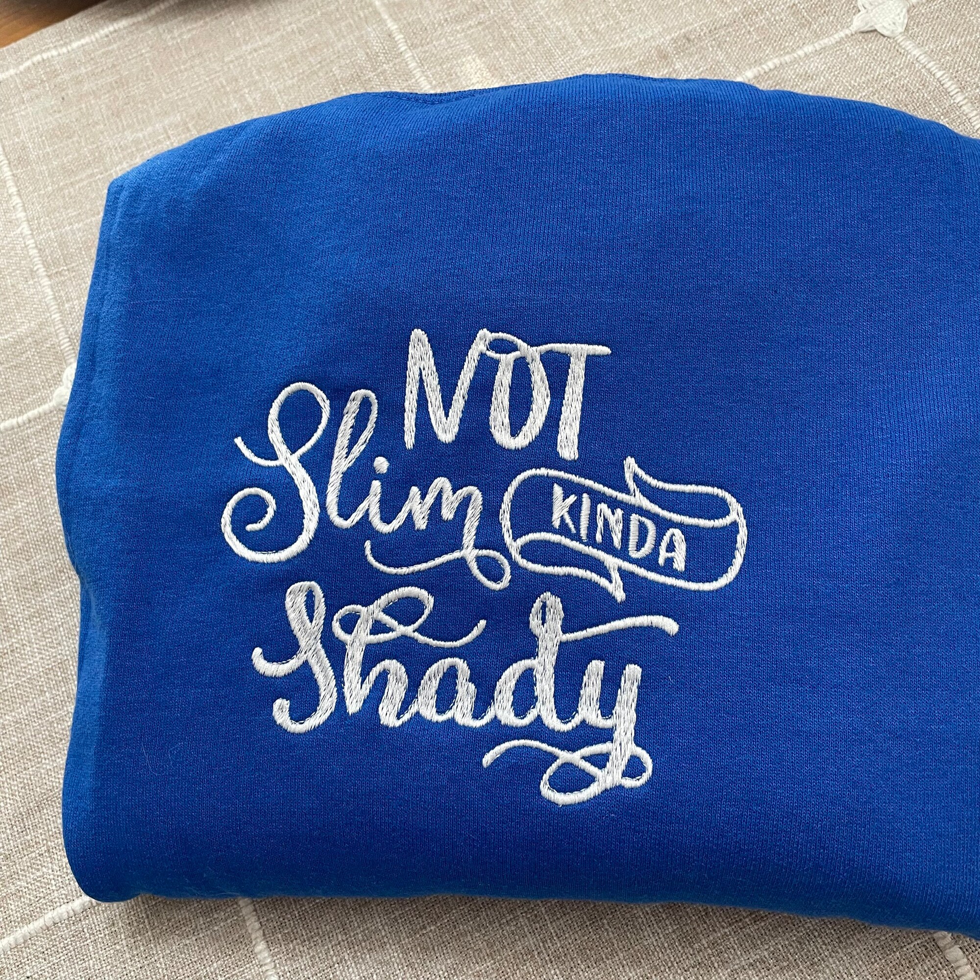 Not Slim Kind of Shady Embroidered Sweatshirt - Custom Made Handmade Made to Order Slim Shady Crewneck Sweatshirt Gift image 2