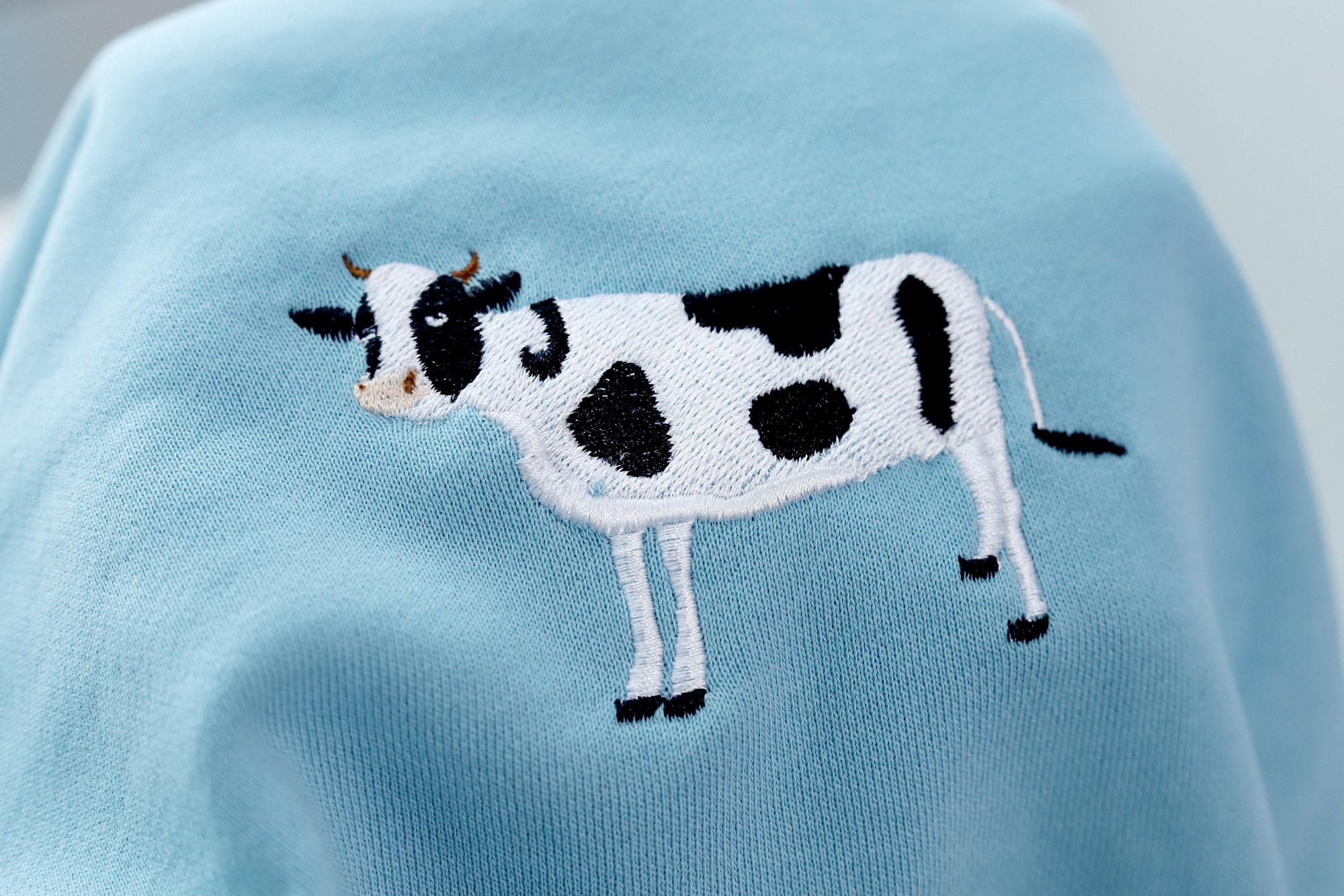 Cow Embroidered Sweatshirt - Farmer Style Crewneck Gift for Cow Lovers image 1