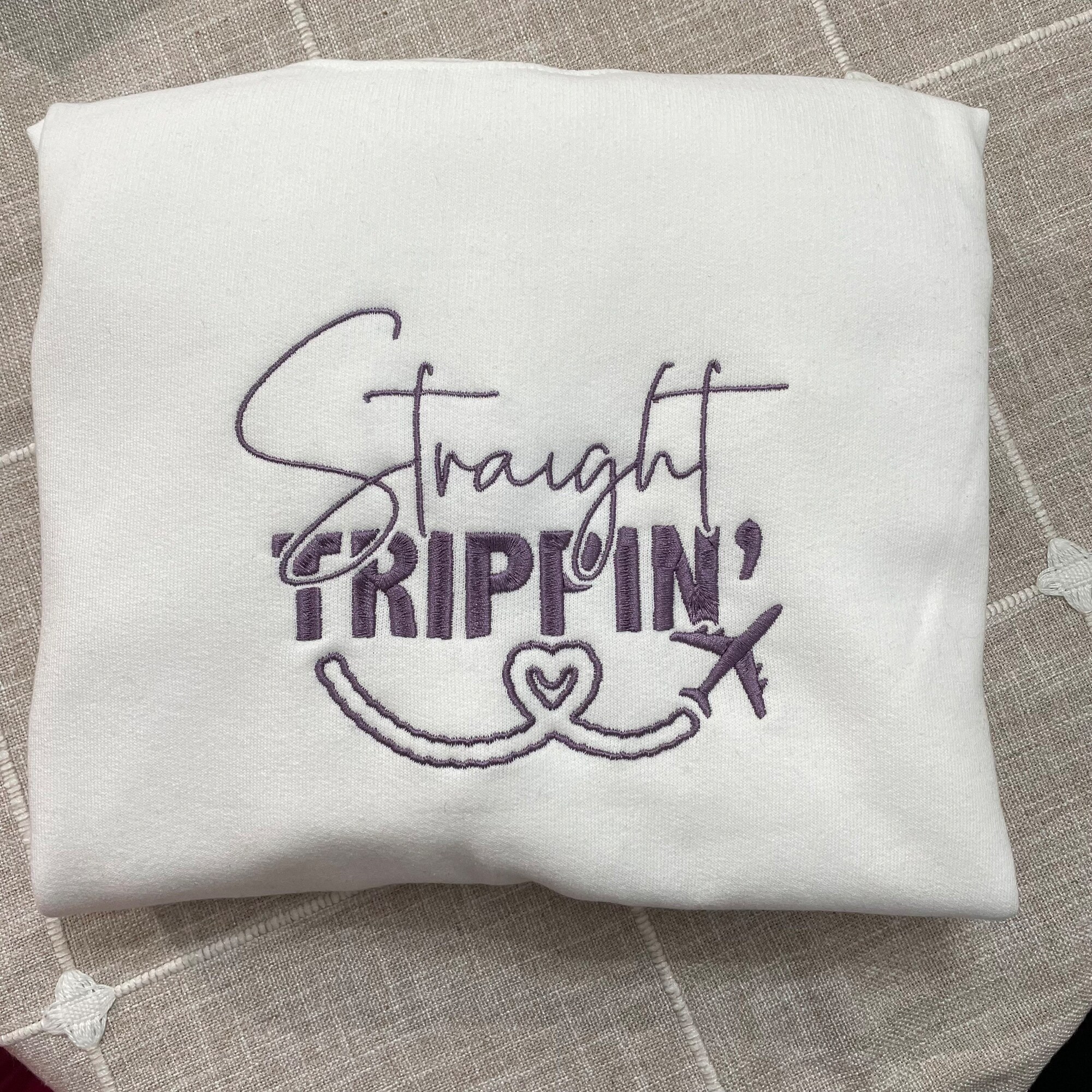 Straight Trippin' Embroidered Sweatshirt - Travel Crewneck Gifts for Women Travel Gift Traveling Accessories Adventure Time Fashion image 7