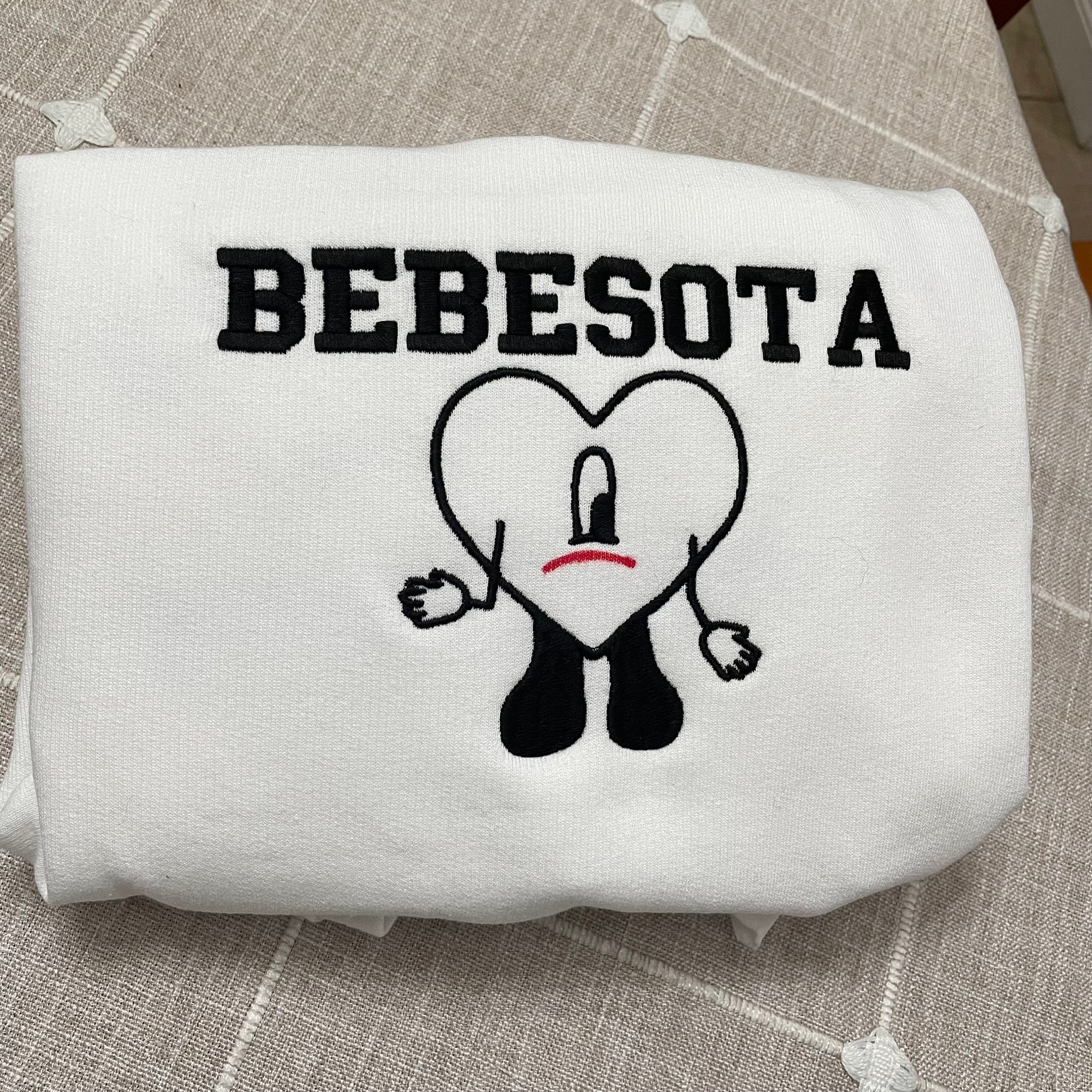 Bebesota Embroidered Sweatshirt - Bad Bunny Y2K Style Bad Bunny Merch Bad Bunny Embroidered Design Bad Bunny SVG Music Bebesota Shirt image 1