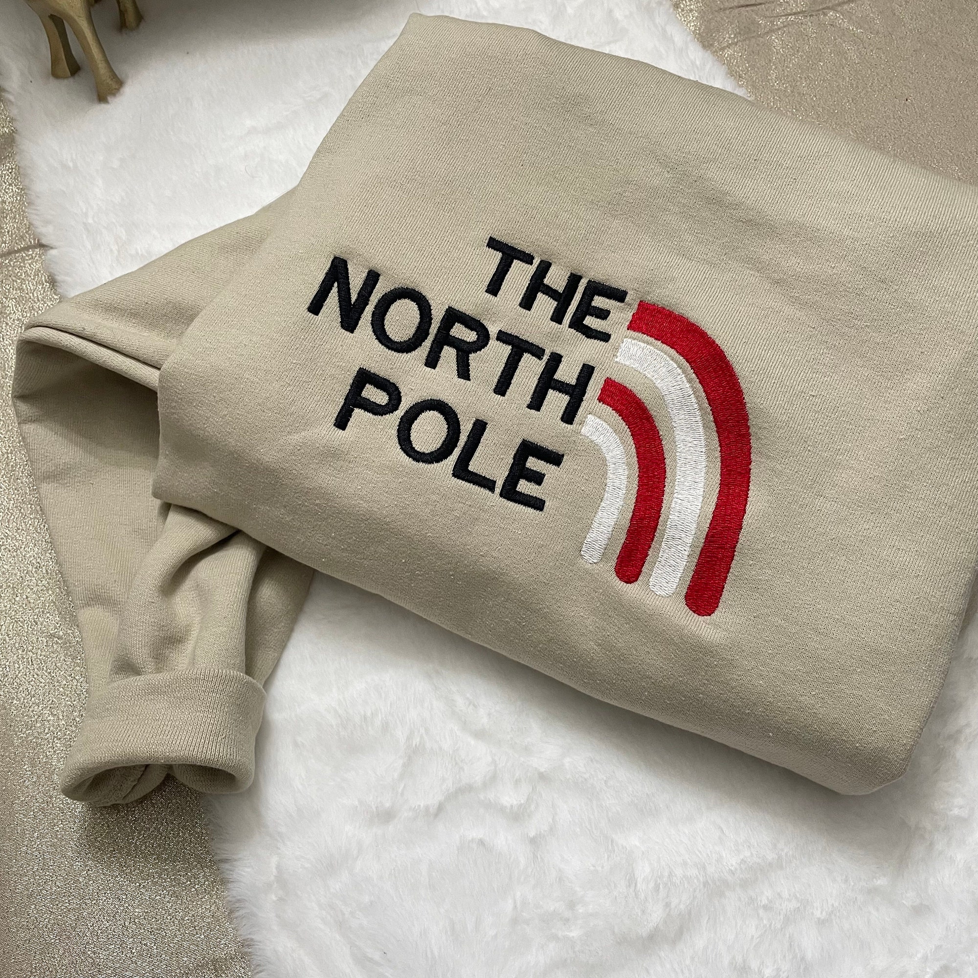 The North Pole Sweatshirt - Y2K Style Embroidered Crewneck Christmas Gifts Santa Claus Embroidered Crewneck North Face image 1