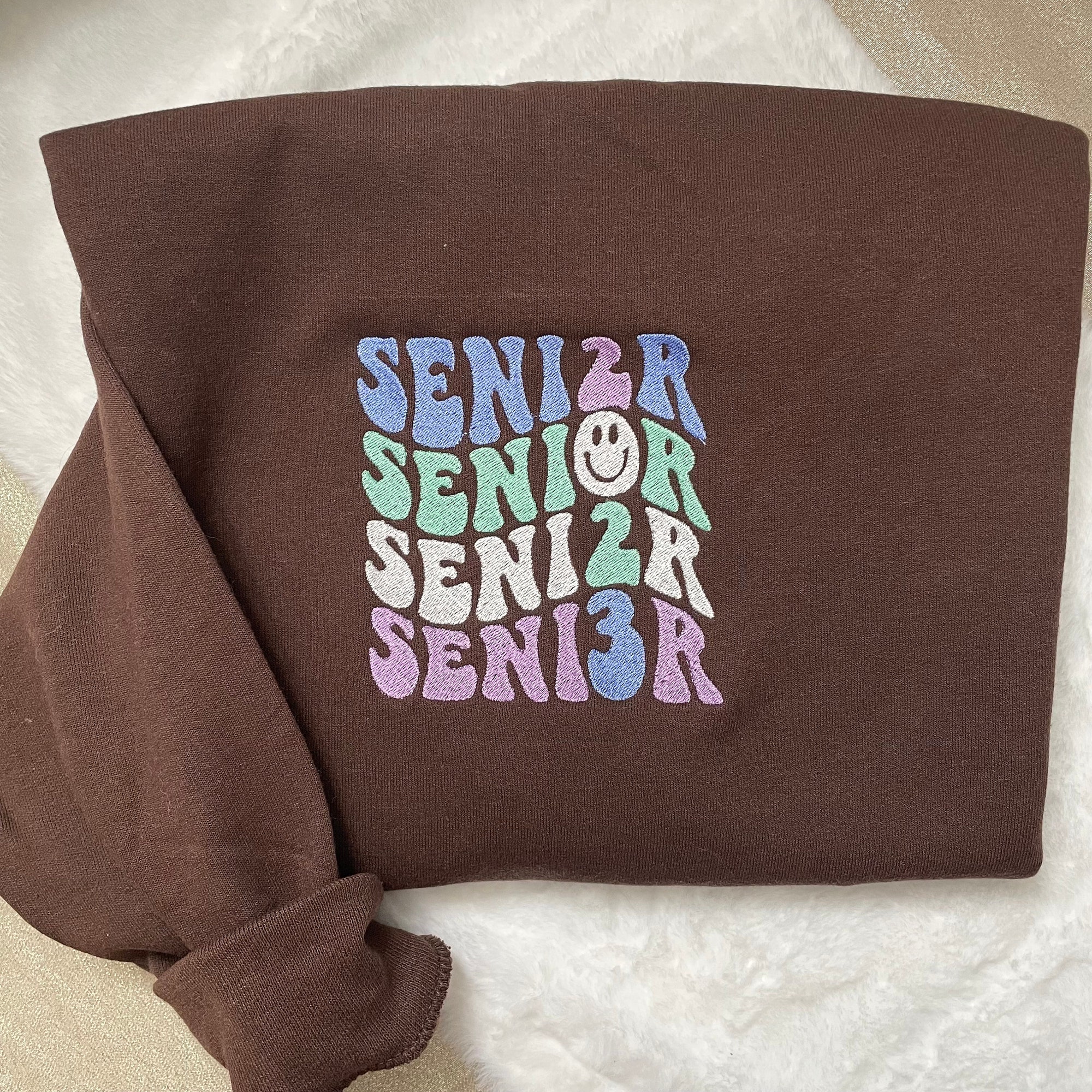 Senior Year 2024 Embroidered Sweatshirt - Y2K Style Crewneck Vintage Style High School/College Senior image 1