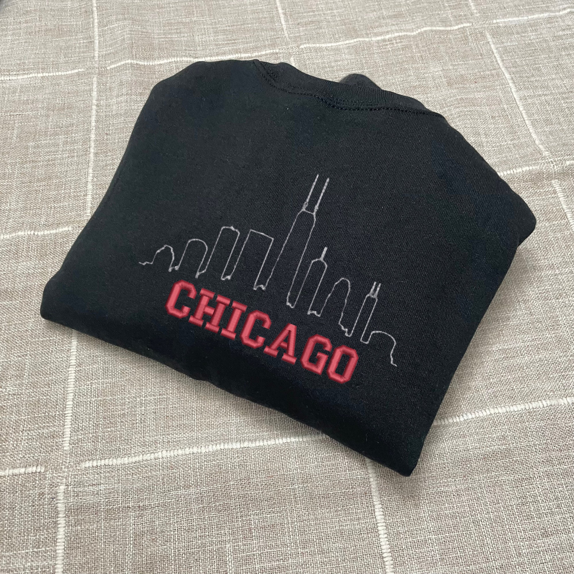 Chicago Embroidered Sweatshirt - Y2K Style Custom City Crewneck Embroidered image 6