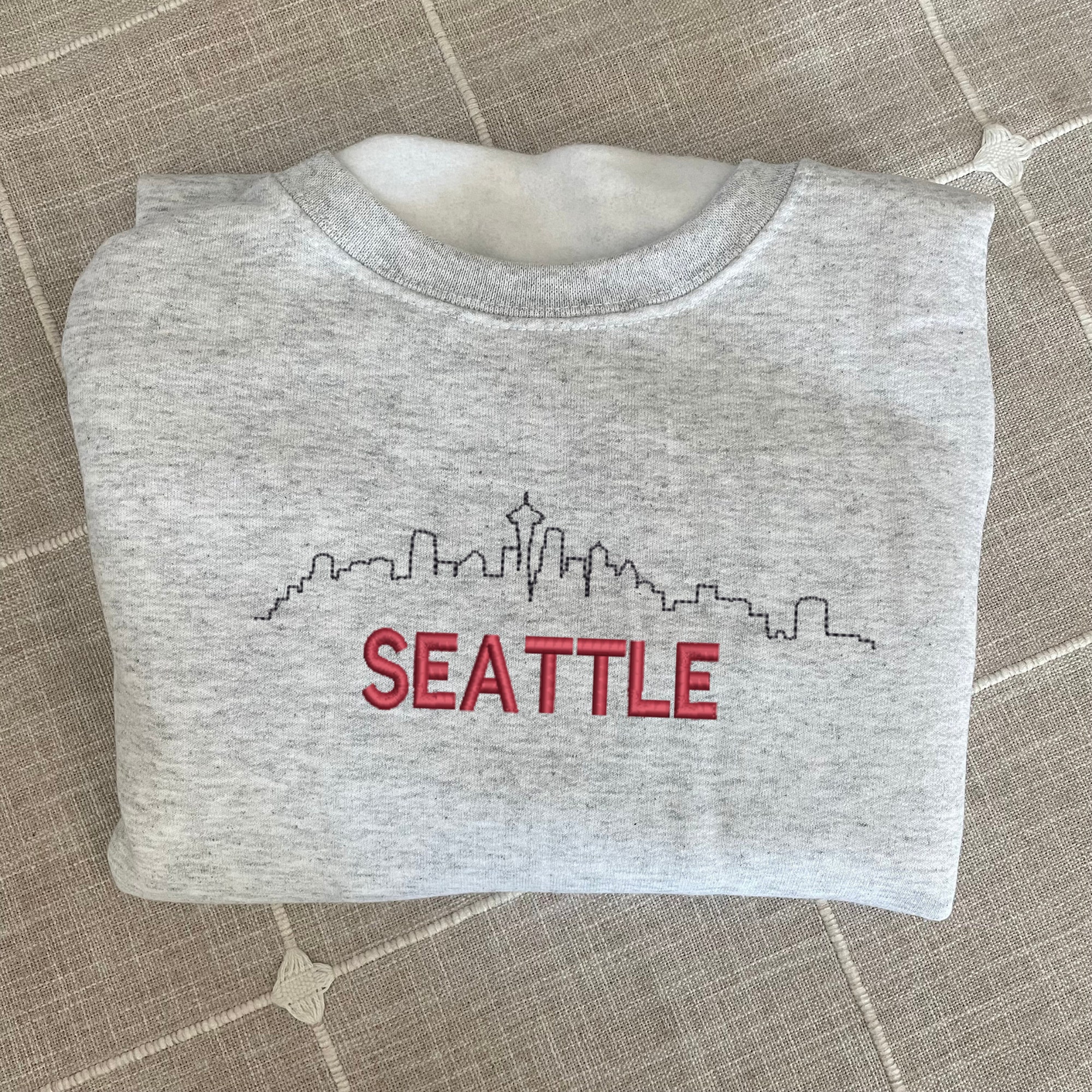 Seattle Embroidered Sweatshirt - Y2K Style Custom City Crewneck Embroidered image 2