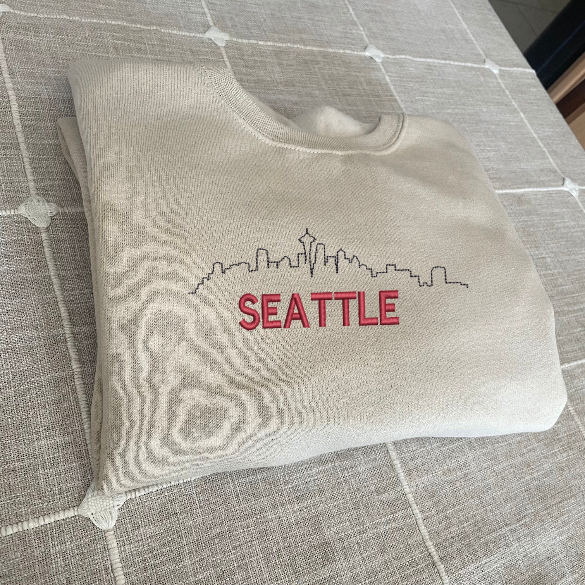 Seattle Embroidered Sweatshirt - Y2K Style Custom City Crewneck Embroidered image 4