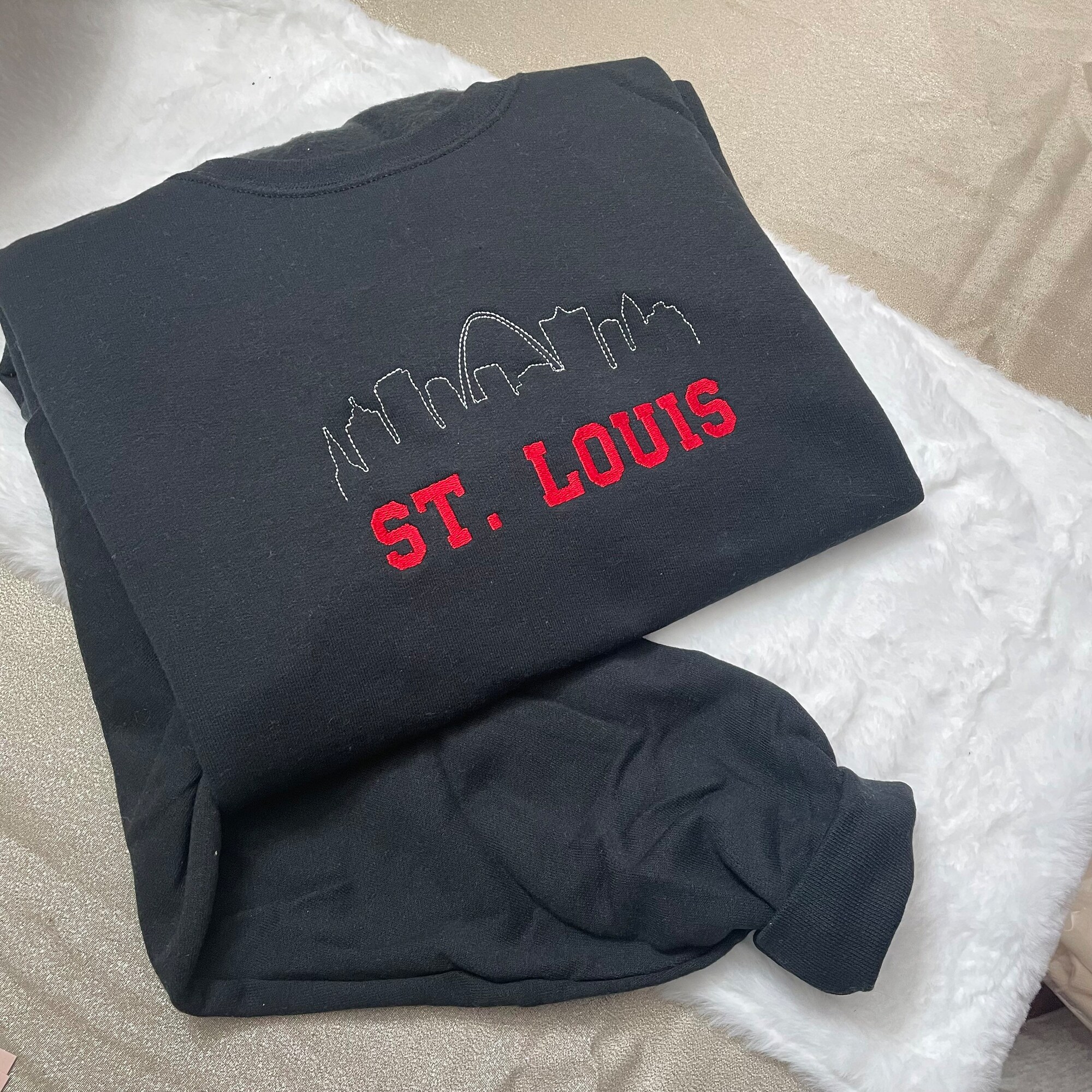 Saint Louis Embroidered Sweatshirt - Y2K Style Custom City Crewneck Embroidered image 2