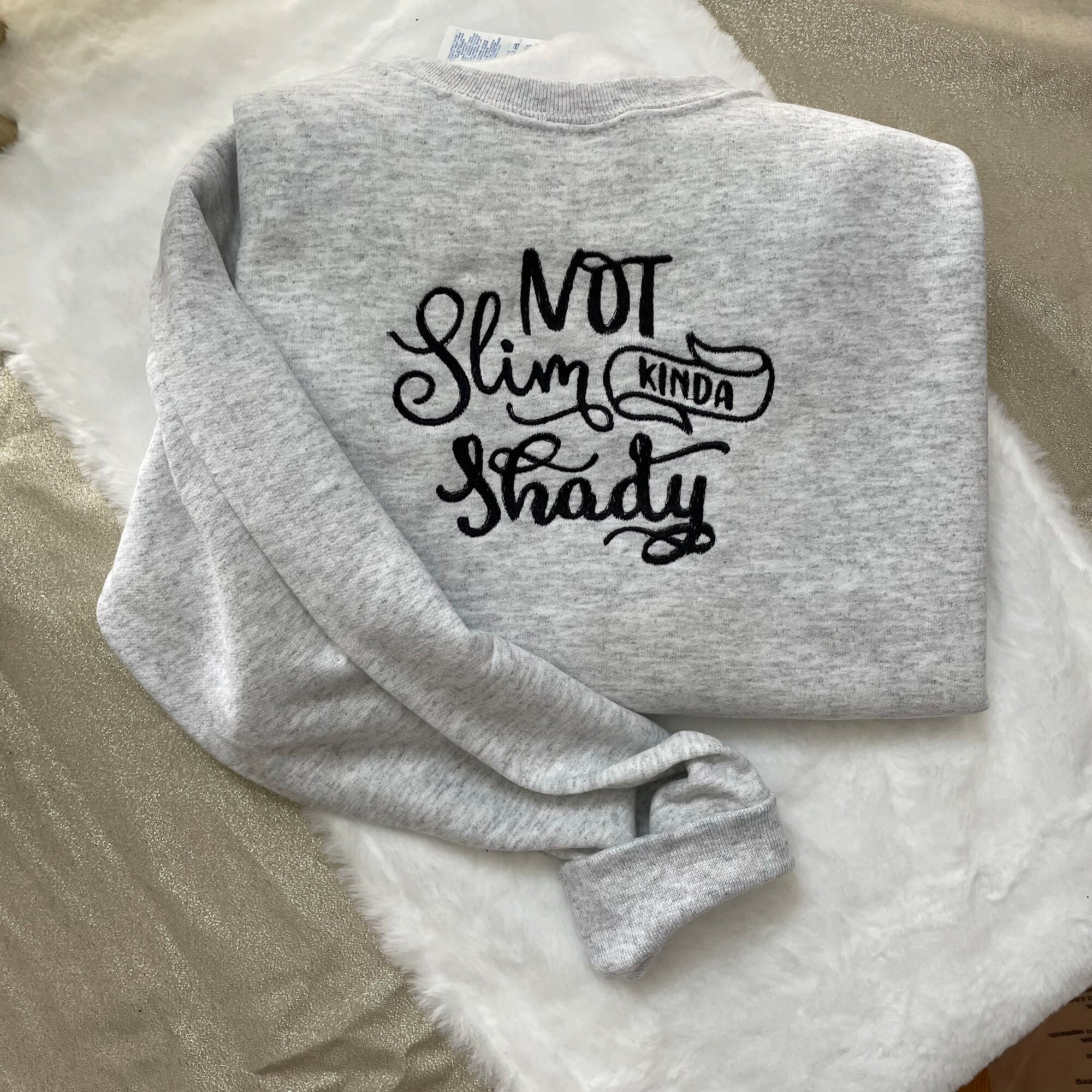 Not Slim Kind of Shady Embroidered Sweatshirt - Custom Made Handmade Made to Order Slim Shady Crewneck Sweatshirt Gift image 4