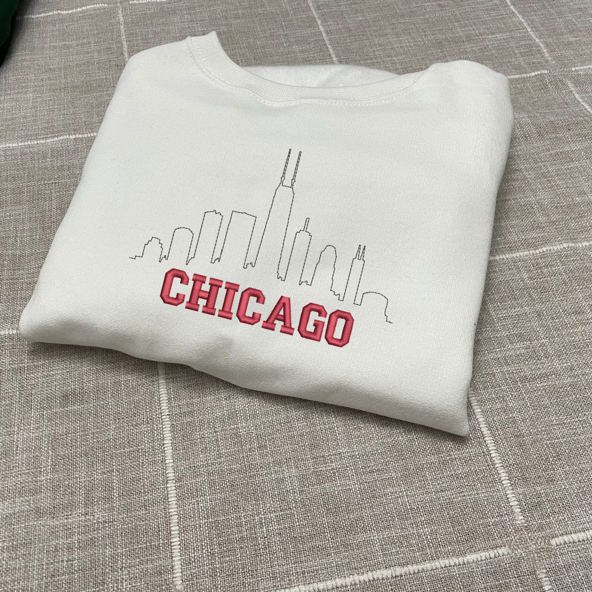 Chicago Embroidered Sweatshirt - Y2K Style Custom City Crewneck Embroidered image 5