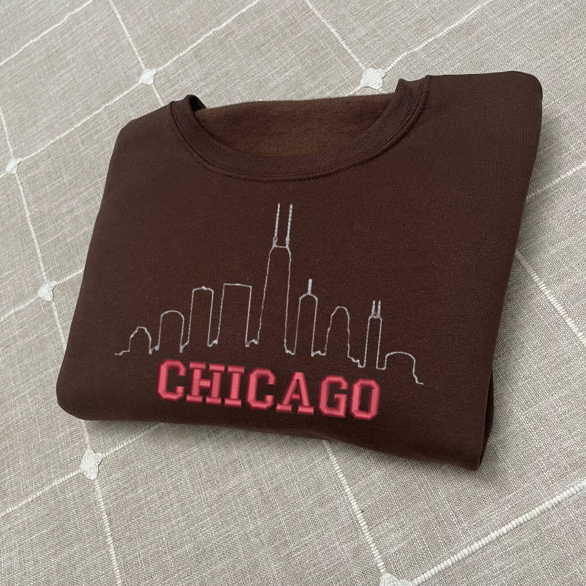 Chicago Embroidered Sweatshirt - Y2K Style Custom City Crewneck Embroidered image 7