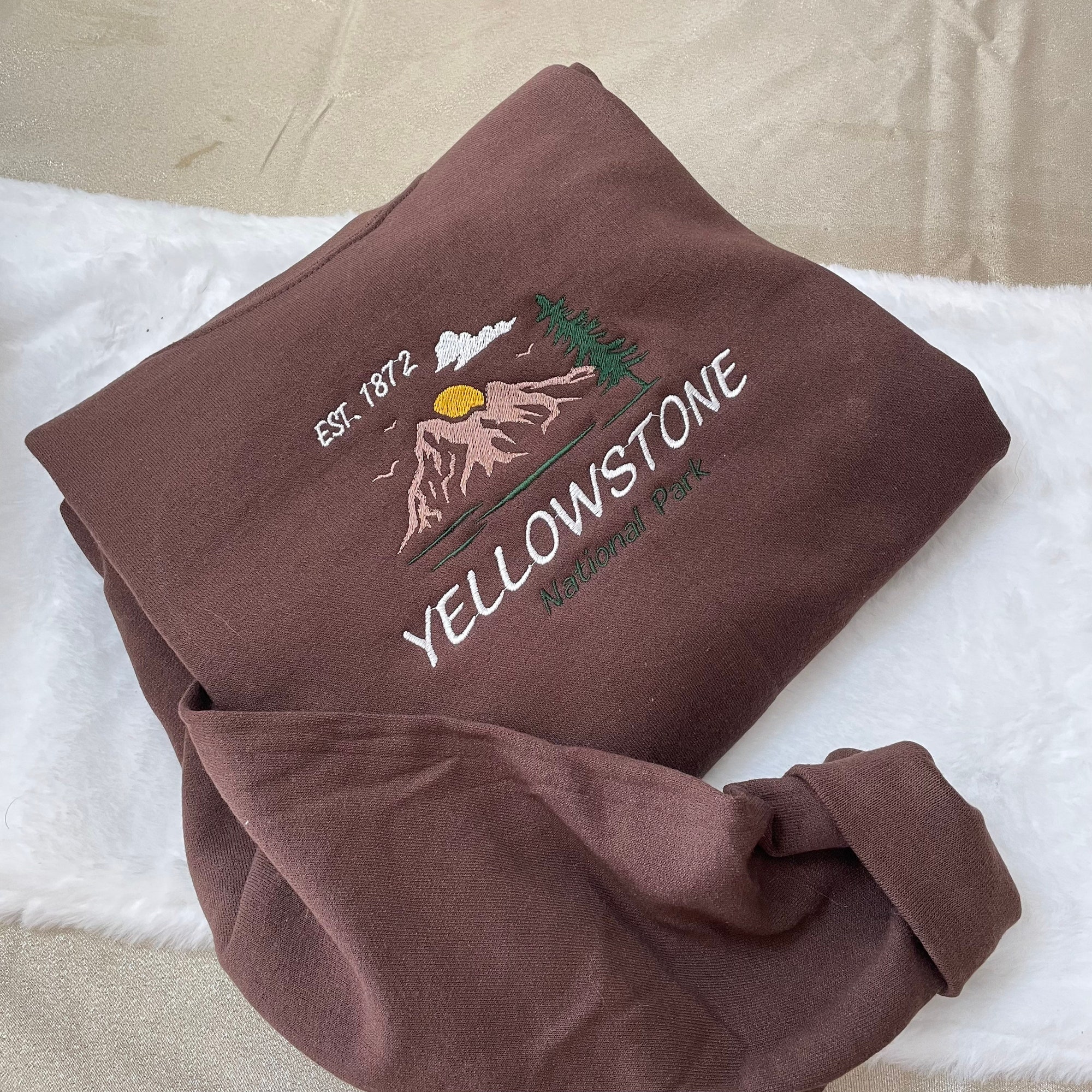 Yellowstone National Park Embroidered Sweatshirt - America USA Hiking Nature Explore Yosemite Grand Teton Grand Canyon Zion image 2