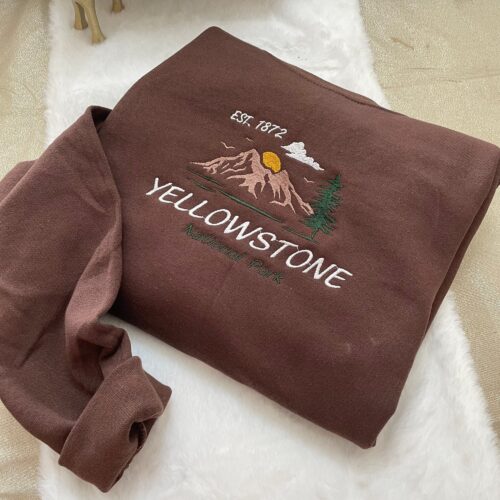 Yellowstone National Park Embroidered Sweatshirt - America USA Hiking Nature Explore Yosemite Grand Teton Grand Canyon Zion image 0