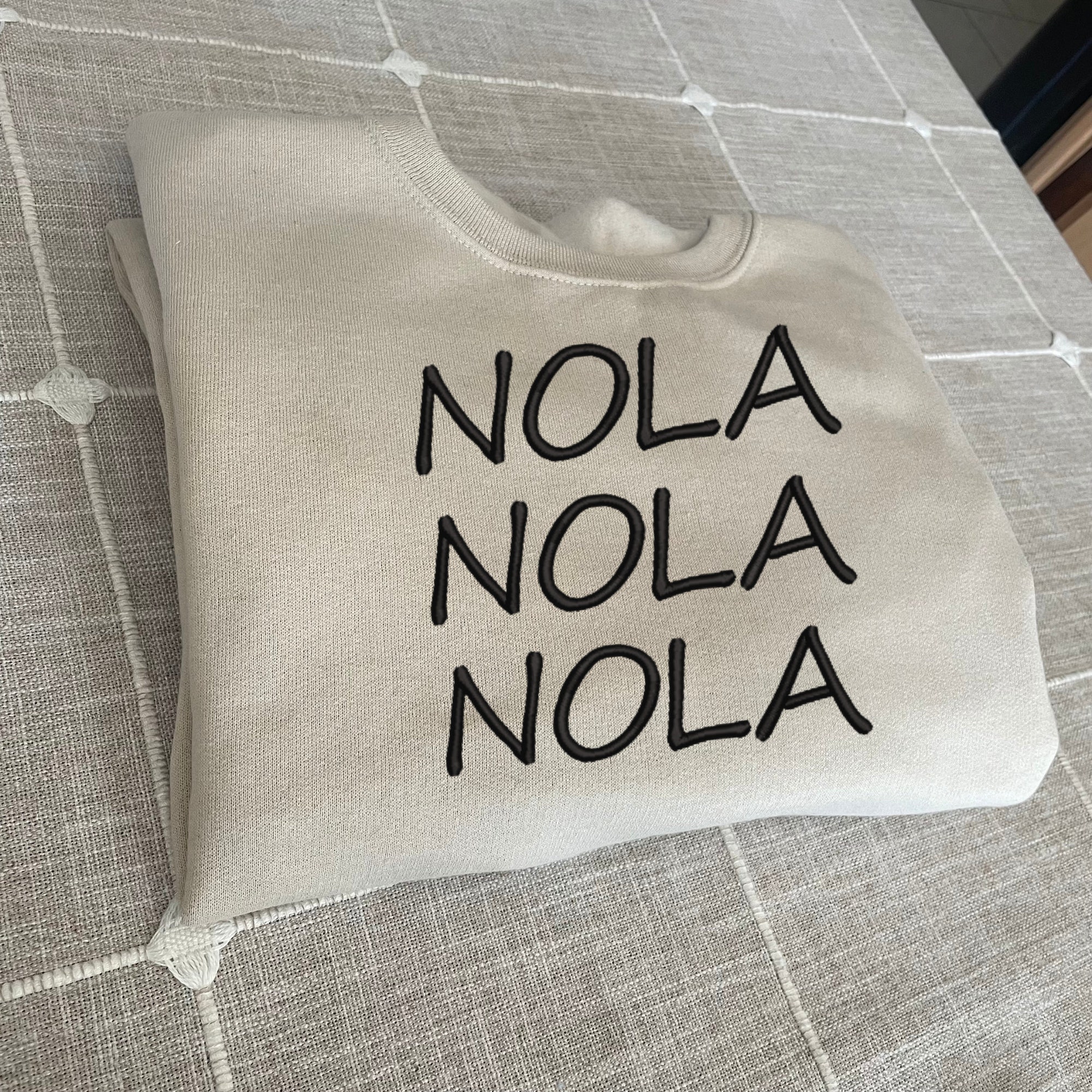 NOLA Embroidered Sweatshirt - New Orleans Y2K Style Custom City Crewneck Embroidered image 4