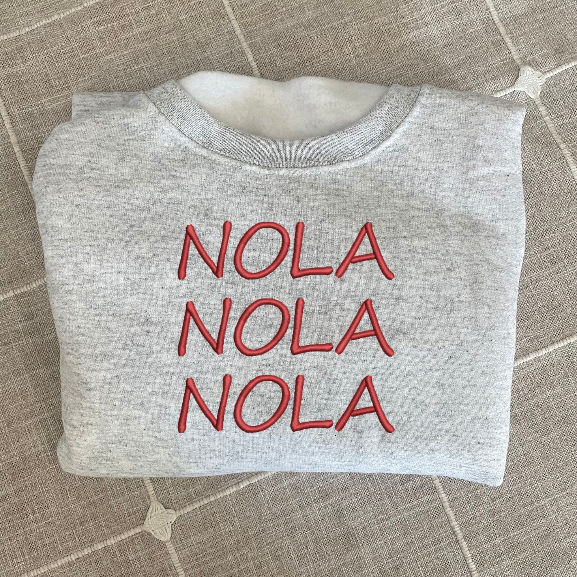 NOLA Embroidered Sweatshirt - New Orleans Y2K Style Custom City Crewneck Embroidered image 1