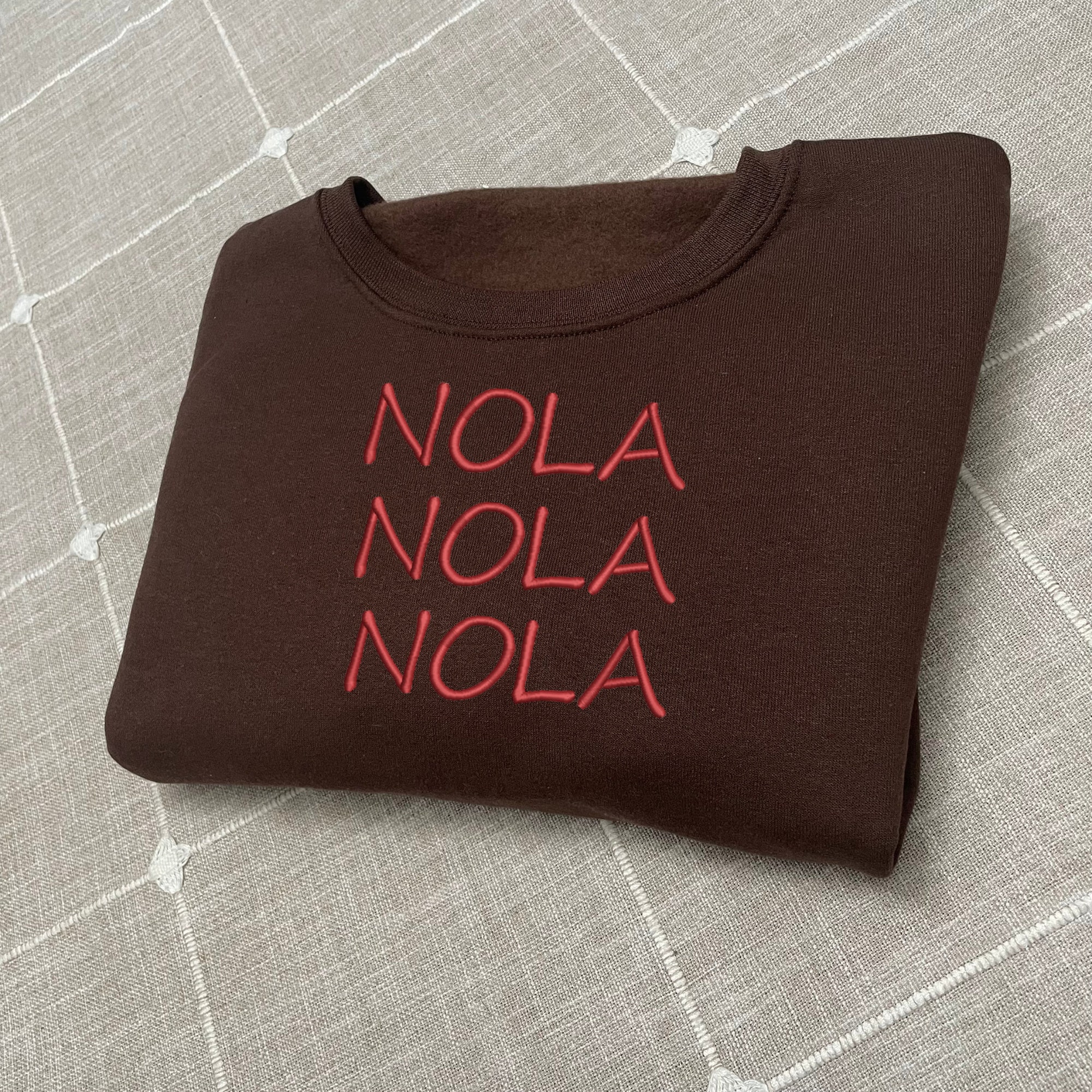 NOLA Embroidered Sweatshirt - New Orleans Y2K Style Custom City Crewneck Embroidered image 2