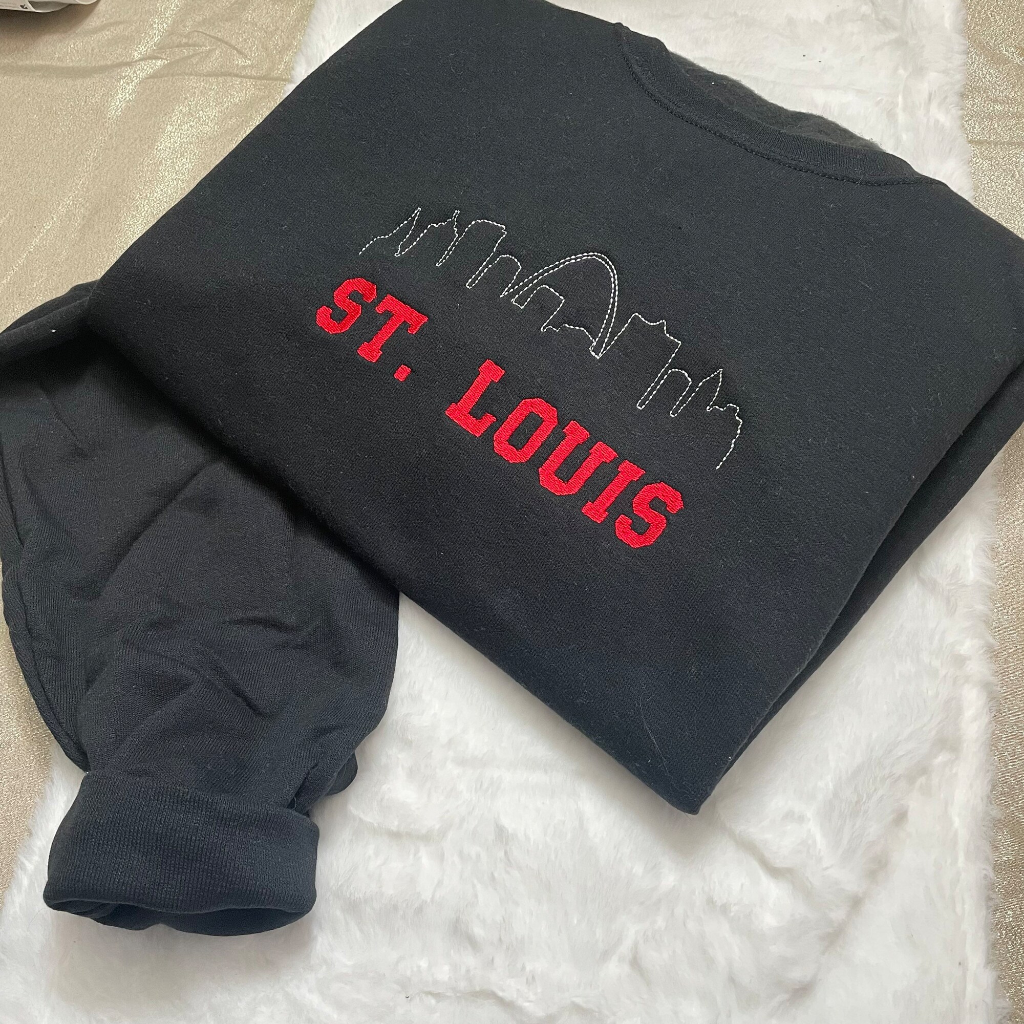 Saint Louis Embroidered Sweatshirt - Y2K Style Custom City Crewneck Embroidered image 1