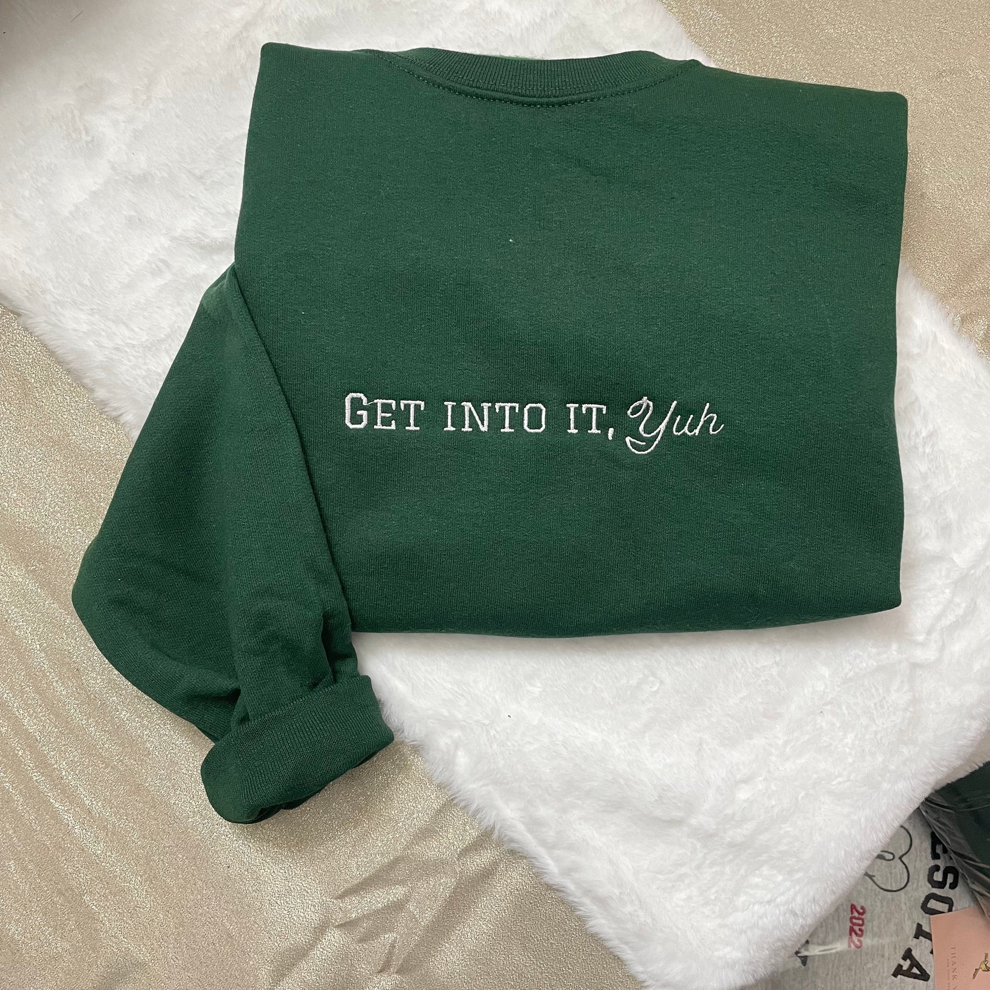 Get Into It Yuh Embroidered Sweatshirt - Y2K Style Crewneck Music Merch Gift for Women Vintage Clothing Unisex image 5