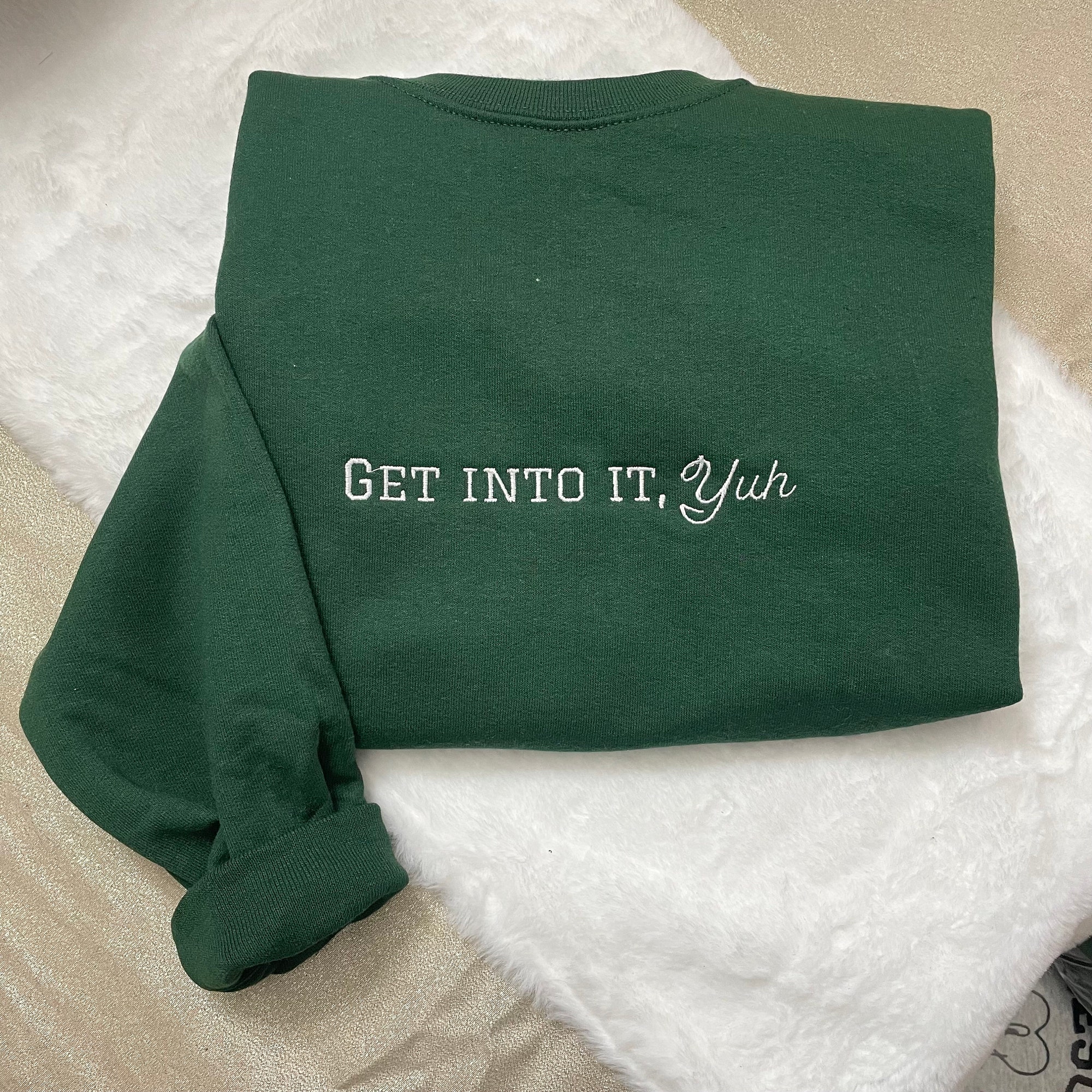 Get Into It Yuh Embroidered Sweatshirt - Y2K Style Crewneck Music Merch Gift for Women Vintage Clothing Unisex image 6