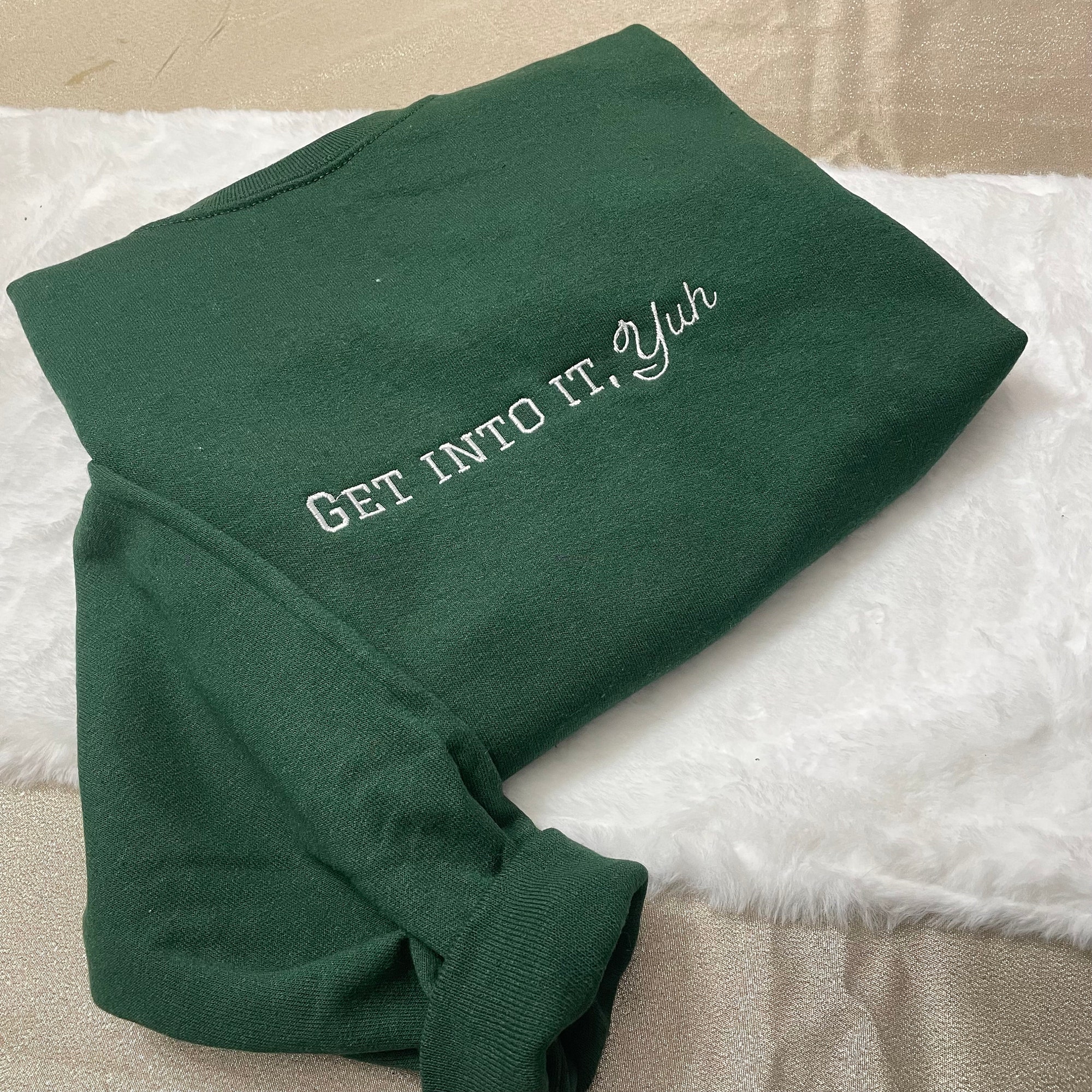 Get Into It Yuh Embroidered Sweatshirt - Y2K Style Crewneck Music Merch Gift for Women Vintage Clothing Unisex image 3