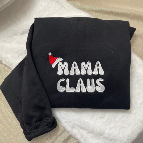 Mama Claus Embroidered Sweatshirt - Y2K Style Crewneck Christmas Gifts Santa Claus Embroidered Crewneck image 0