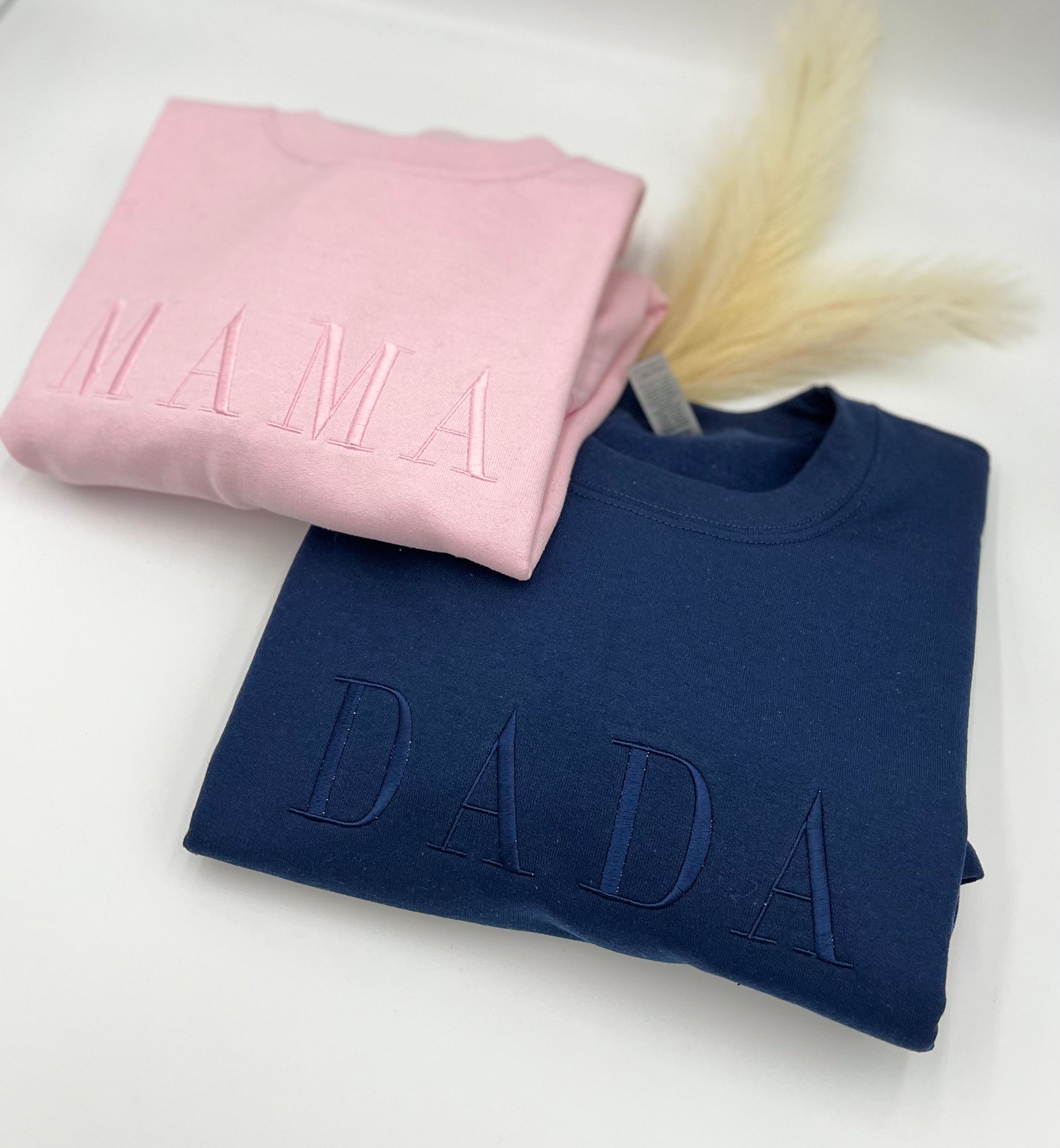 MAMA DADA Embroidered Sweatshirt or Hoodie - Mom Dad Crewneck Mother's Day Father's Day Gift for Mom and Dad New Parents Mama & Dada image 4