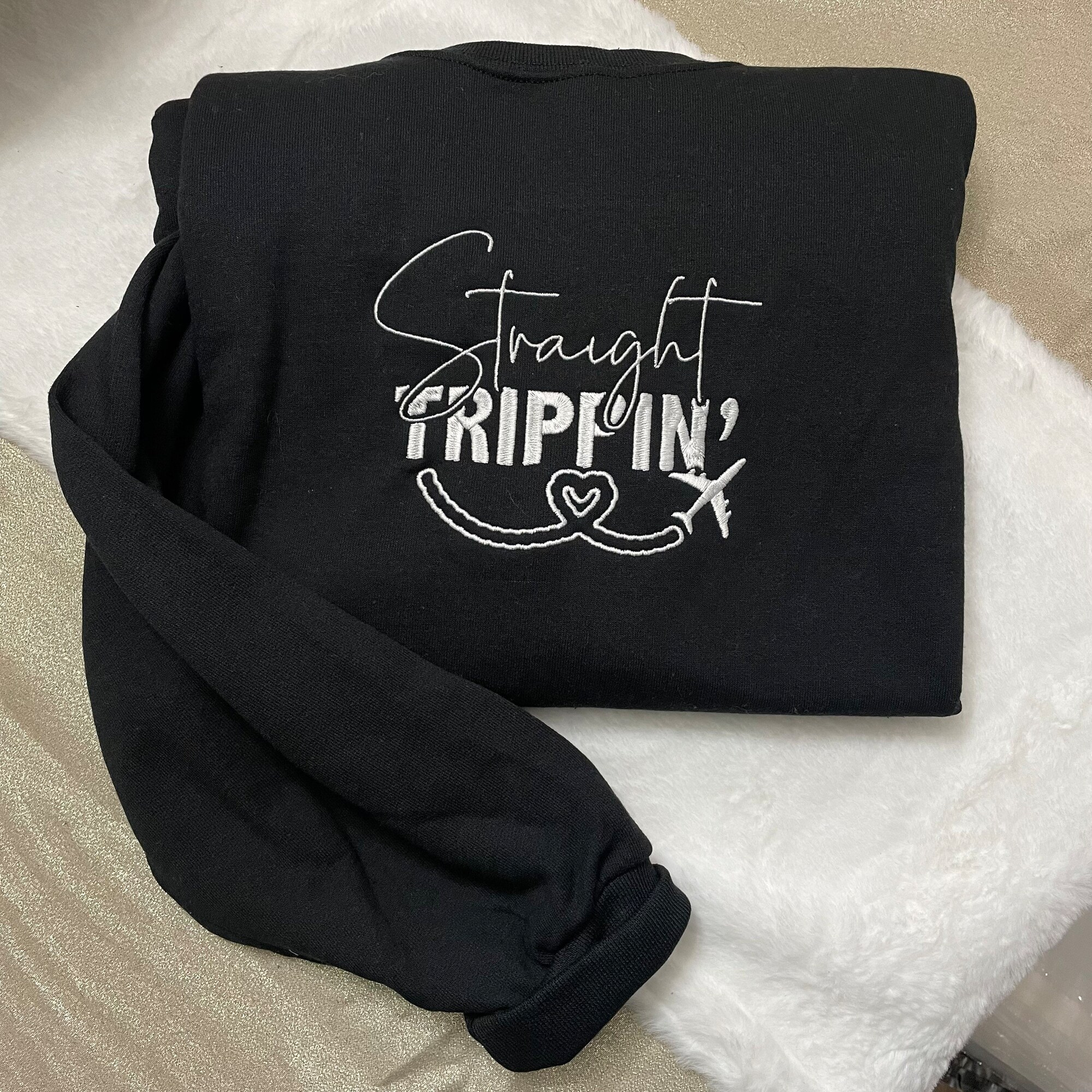 Straight Trippin' Embroidered Sweatshirt - Travel Crewneck Gifts for Women Travel Gift Traveling Accessories Adventure Time Fashion image 1