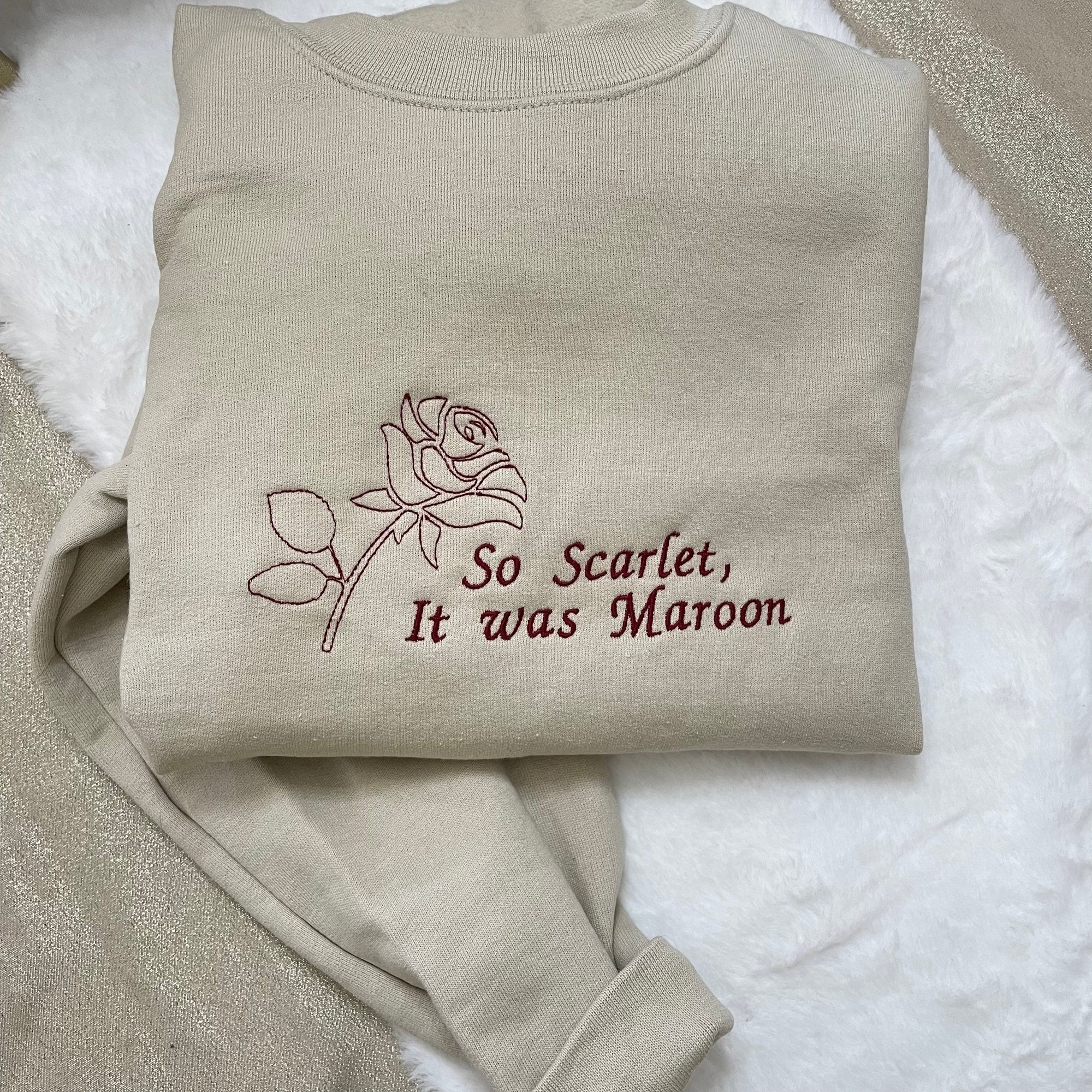 So Scarlet It Was Maroon Embroidered Sweatshirt - Y2K Style Crewneck I'm the Problem Music Merch Midnights Vintage Style image 7