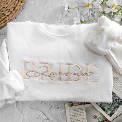 Custom Bride Embroidered Sweatshirt Hoodie - Custom Last Name Sweatshirt Bride-to-Be Gift image 0