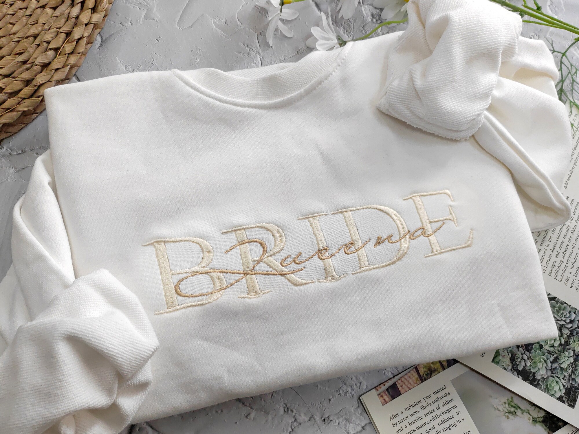 Custom Bride Embroidered Sweatshirt Hoodie - Custom Last Name Sweatshirt Bride-to-Be Gift image 1