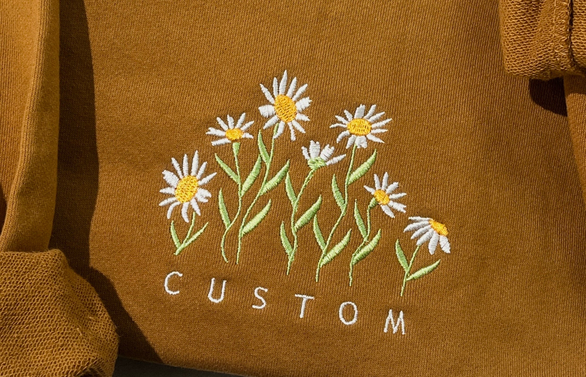 Custom Daisy Embroidered Sweatshirt - Trendy Crewneck Flower Sweatshirt Personalized Gift image 2