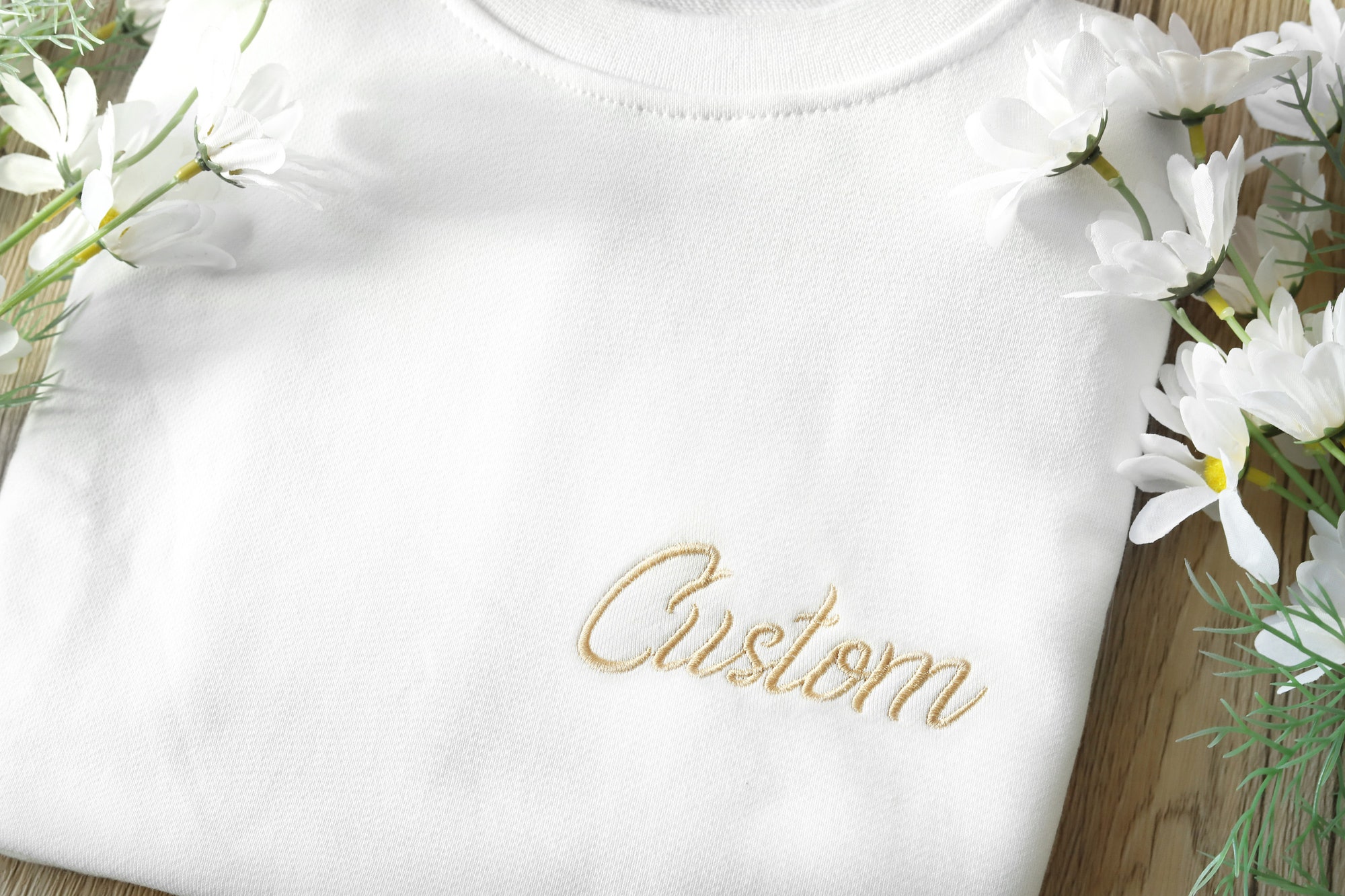 Custom Text Embroidered Sweatshirt - Personalized Crewneck Anniversary Gift image 1