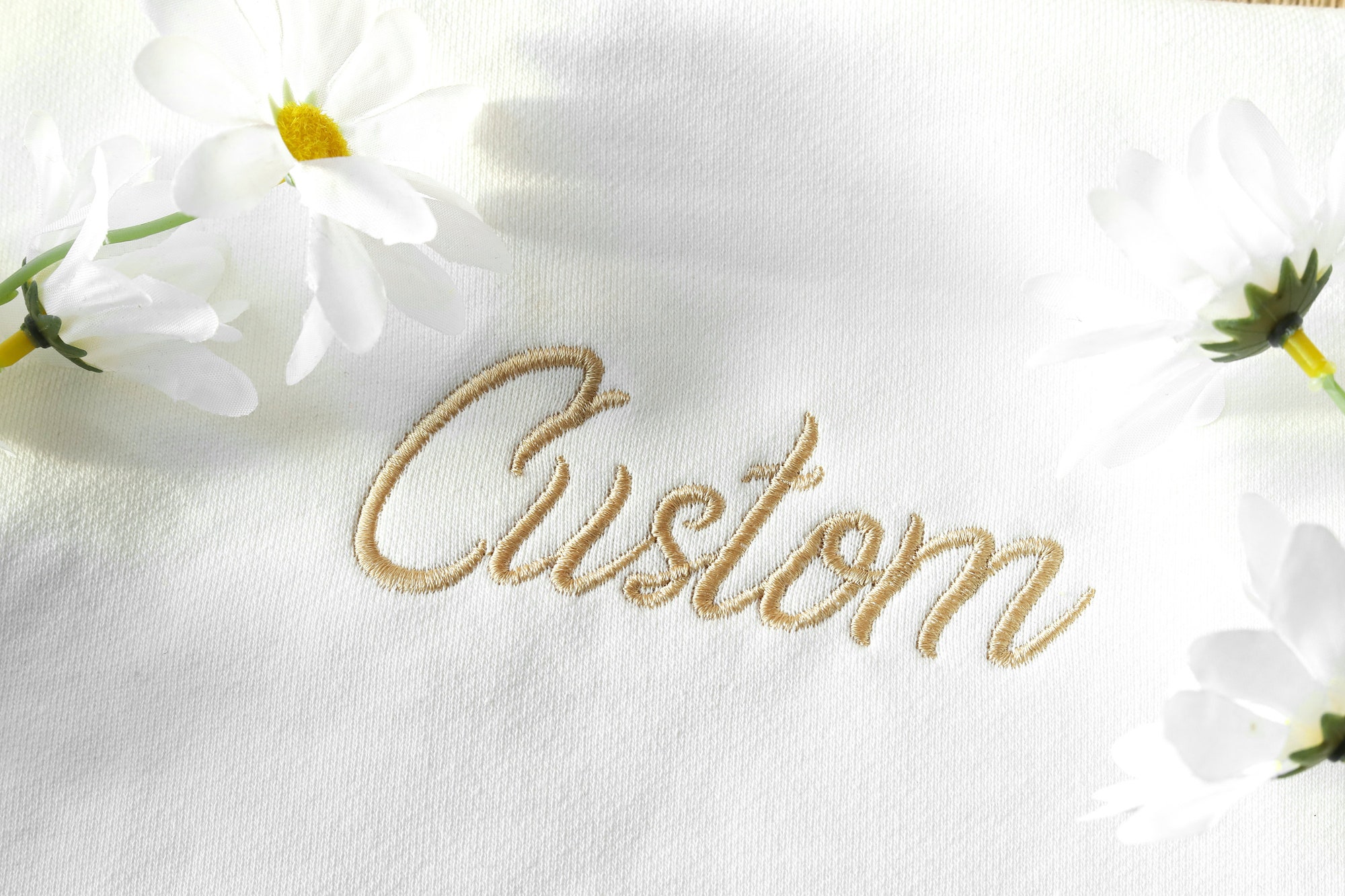 Custom Text Embroidered Sweatshirt - Personalized Crewneck Anniversary Gift image 2