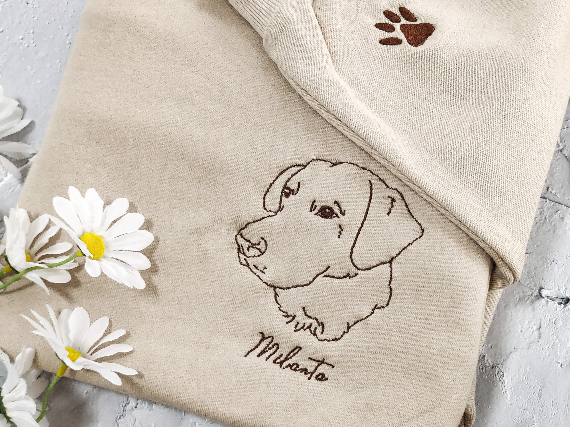 Custom Pet Embroidered Sweatshirt - Custom Dog Portrait Embroidered Sweatshirt Custom Pet Gifts image 2