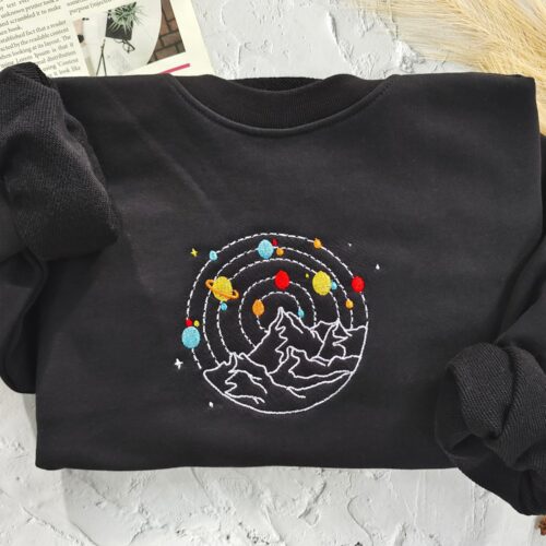 Planets and Mountain Embroidered Sweatshirt image 0