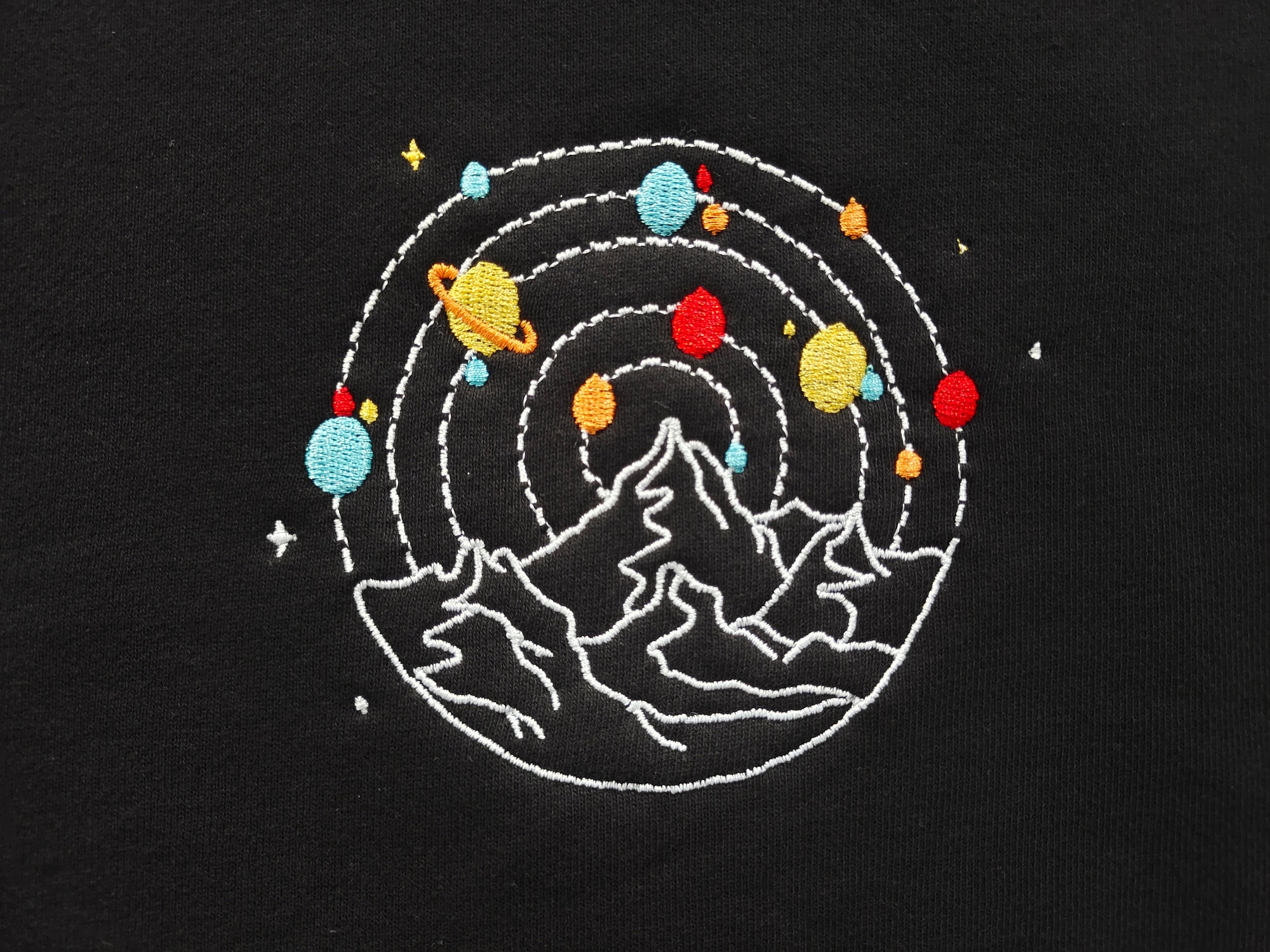 Planets and Mountain Embroidered Sweatshirt image 2