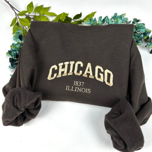 Chicago Embroidered Sweatshirt - Custom City Crewneck Illinois image 0