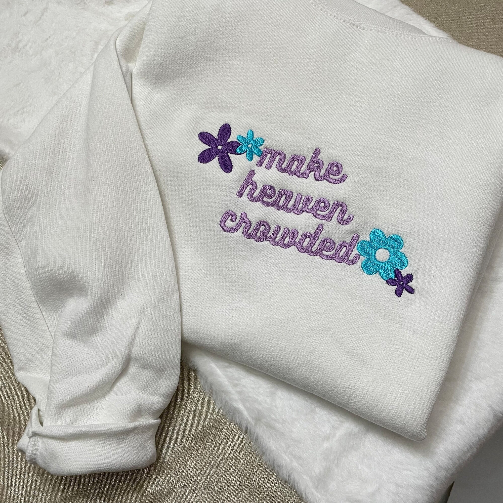 Make Heaven Crowded Embroidered Sweatshirt - Custom Faith Sweatshirt Christian Women's Fashion Bible Scripture image 4