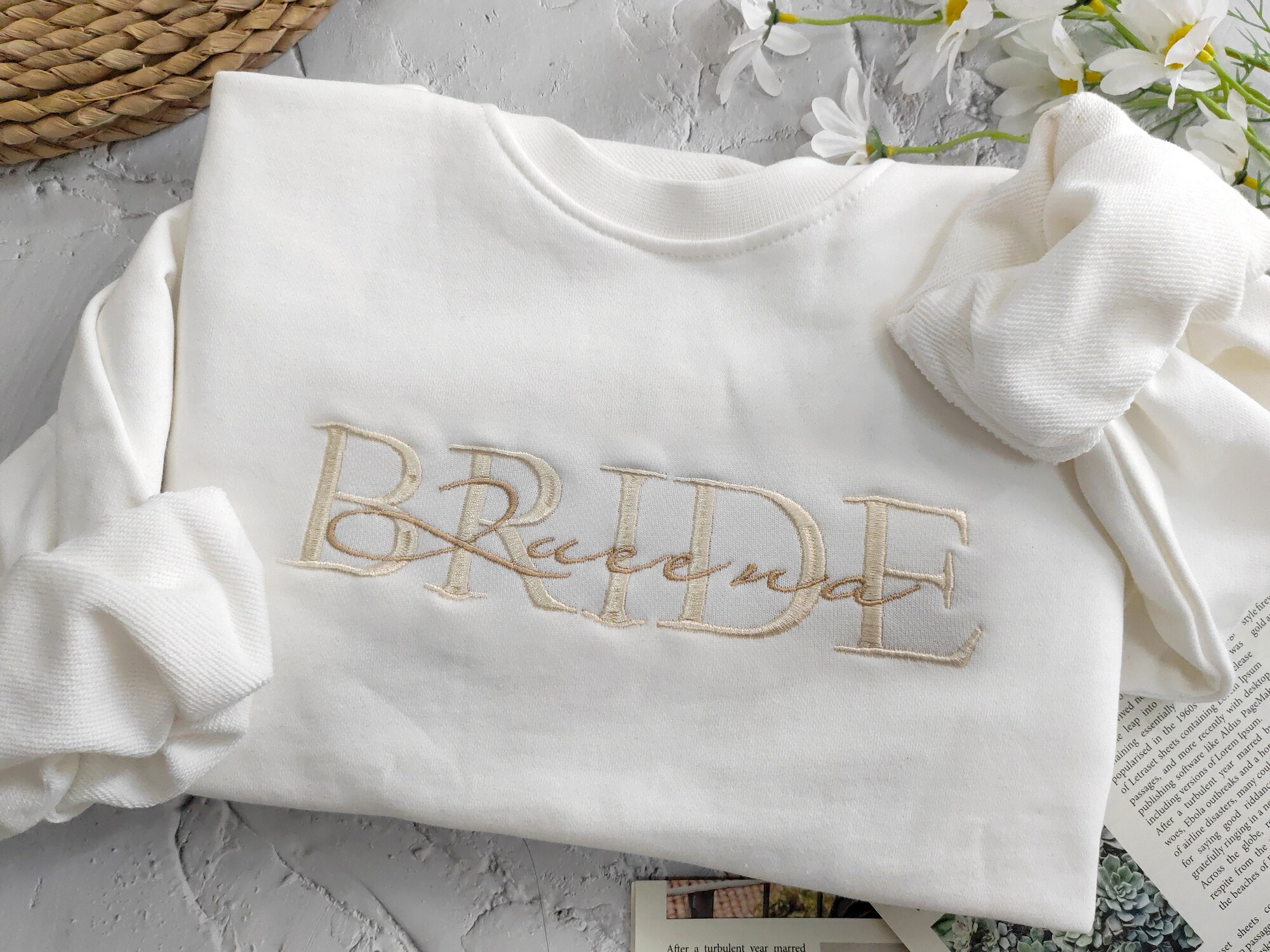 Custom Bride Embroidered Sweatshirt Hoodie - Custom Last Name Sweatshirt Bride-to-Be Gift image 2