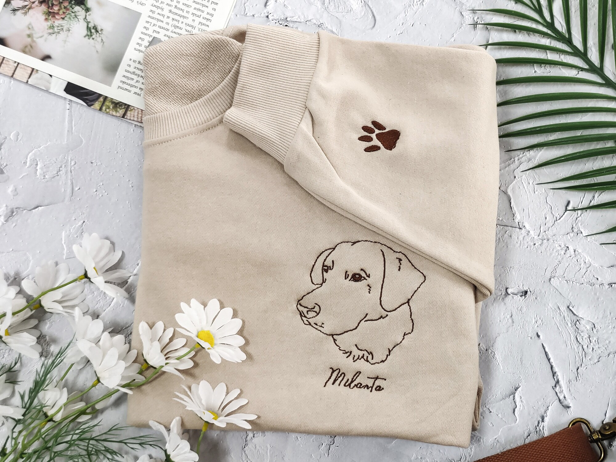 Custom Pet Embroidered Sweatshirt - Custom Dog Portrait Embroidered Sweatshirt Custom Pet Gifts image 1