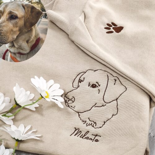 Custom Pet Embroidered Sweatshirt - Custom Dog Portrait Embroidered Sweatshirt Custom Pet Gifts image 0