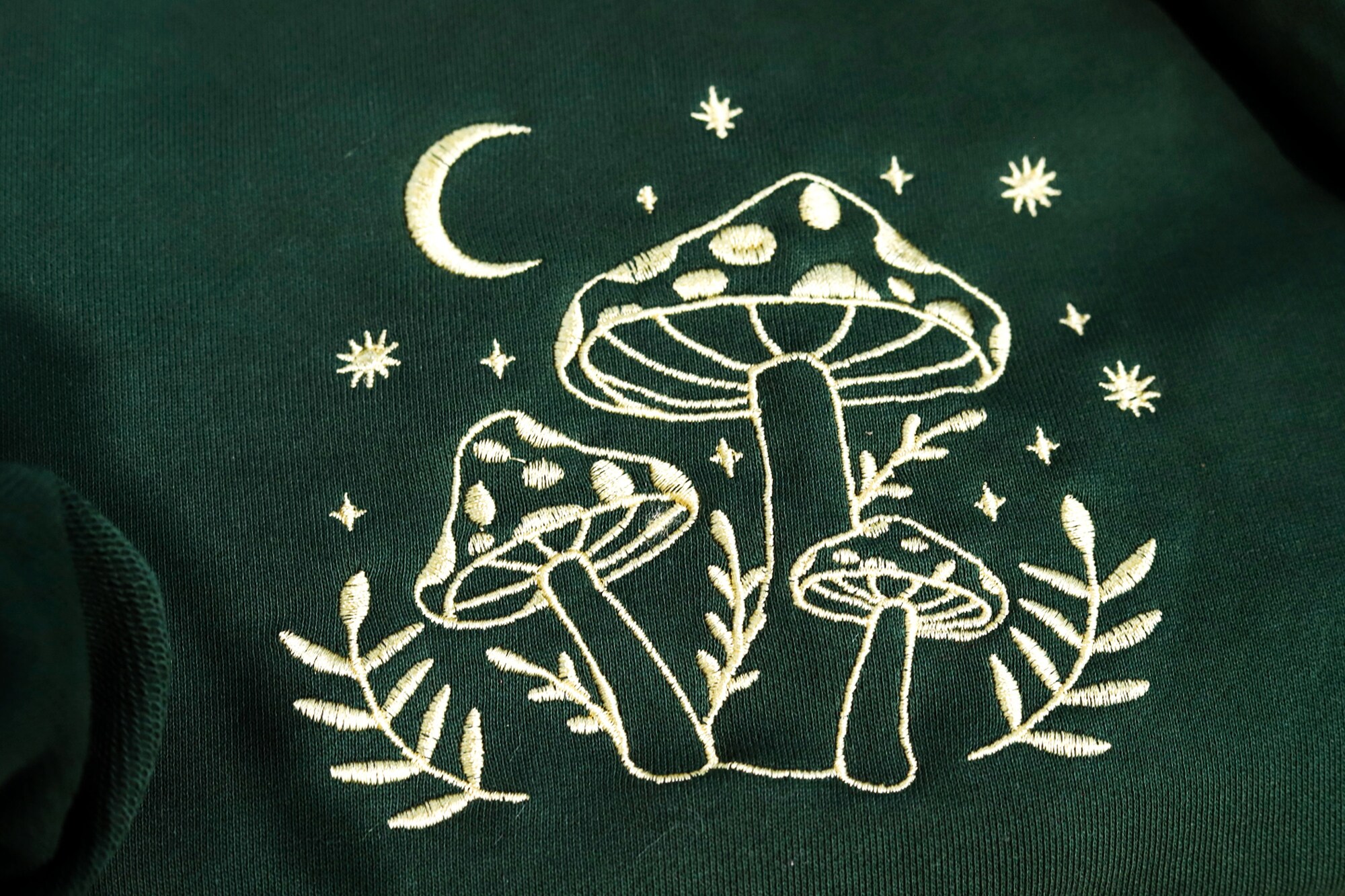 Retro Mushroom Embroidered Crewneck Green Sweatshirt - Trendy Sweatshirt Mushroom Lover's Gift Personalized Gifts for Mom image 2