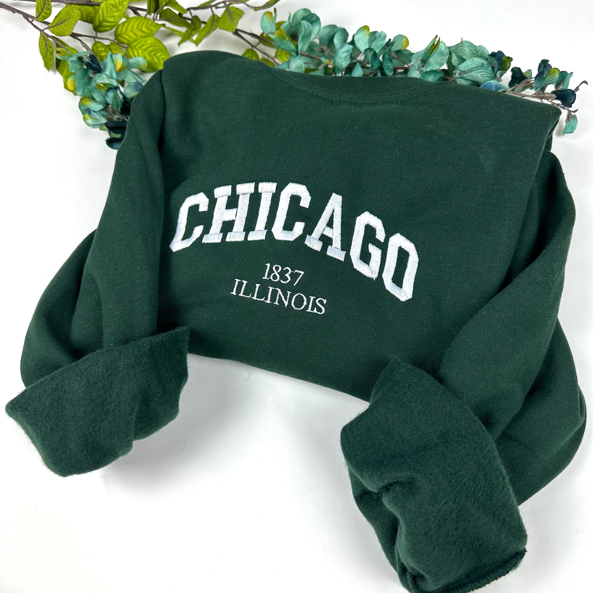 Chicago Embroidered Sweatshirt - Custom City Crewneck Illinois image 2