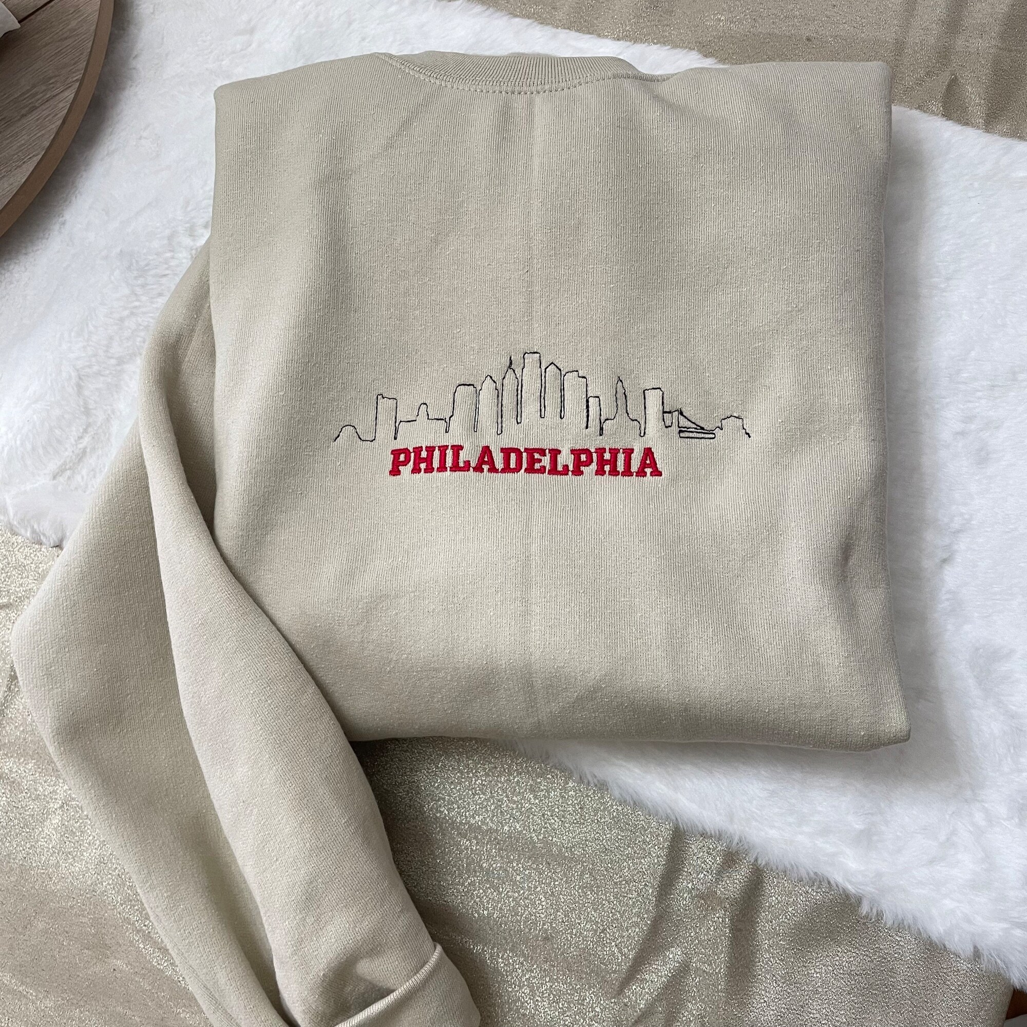 Philadelphia Embroidered Sweatshirt - Y2K Style Custom City Crewneck Philly City Sweatshirts Embroidered Clothing image 4