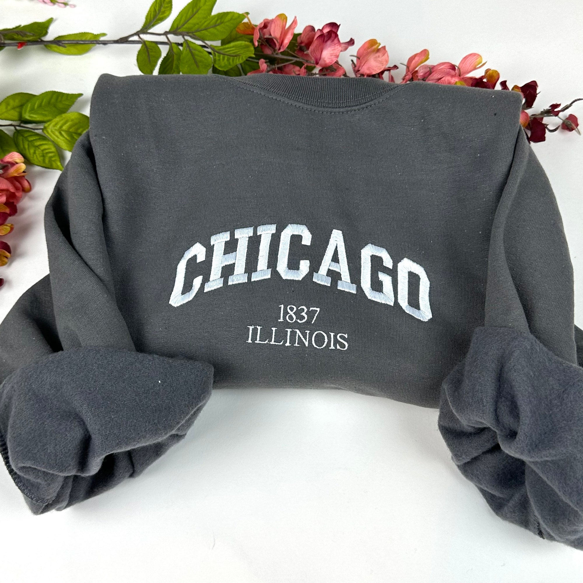 Chicago Embroidered Sweatshirt - Custom City Crewneck Illinois image 3