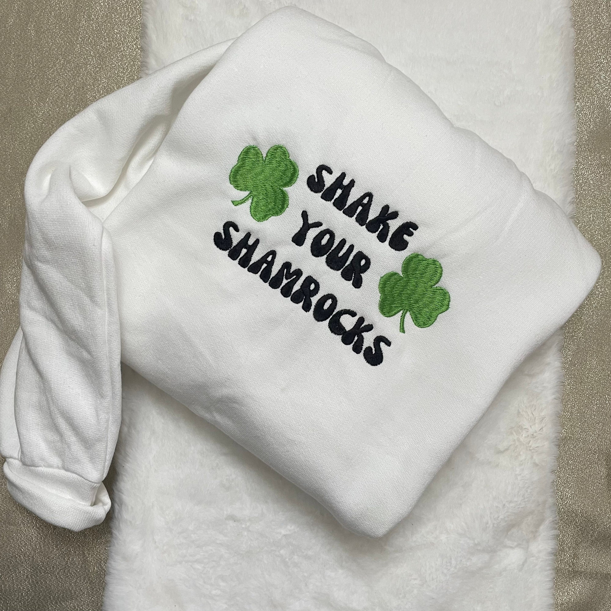 Shake Your Shamrocks Embroidered Sweatshirt - Y2K Style Crewneck St. Patrick’s Day Holidays March Leprechauns image 3