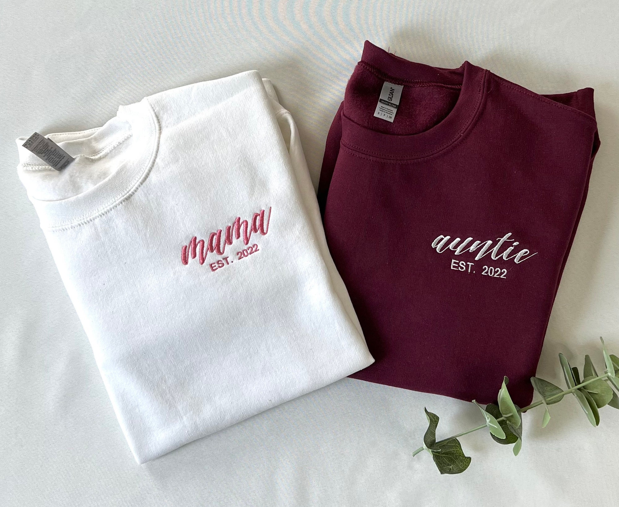 Custom Embroidered Sweatshirt with Name and Date - Embroidered Mother's Day Gift Best Friend Gift New Mom Gift Grandma Gift image 2