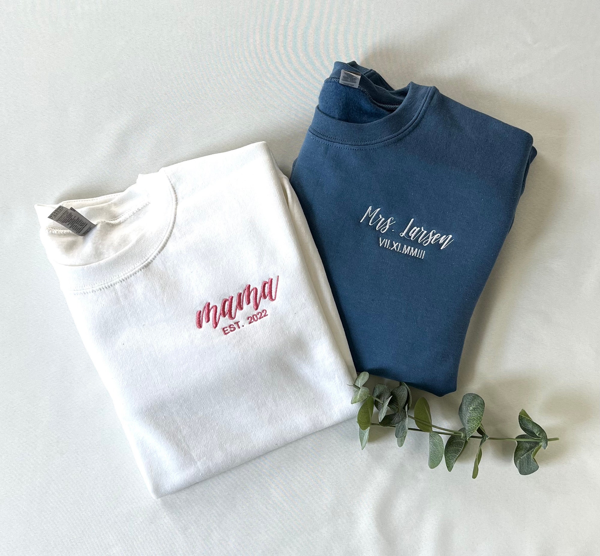 Custom Embroidered Sweatshirt with Name and Date - Embroidered Mother's Day Gift Best Friend Gift New Mom Gift Grandma Gift image 3