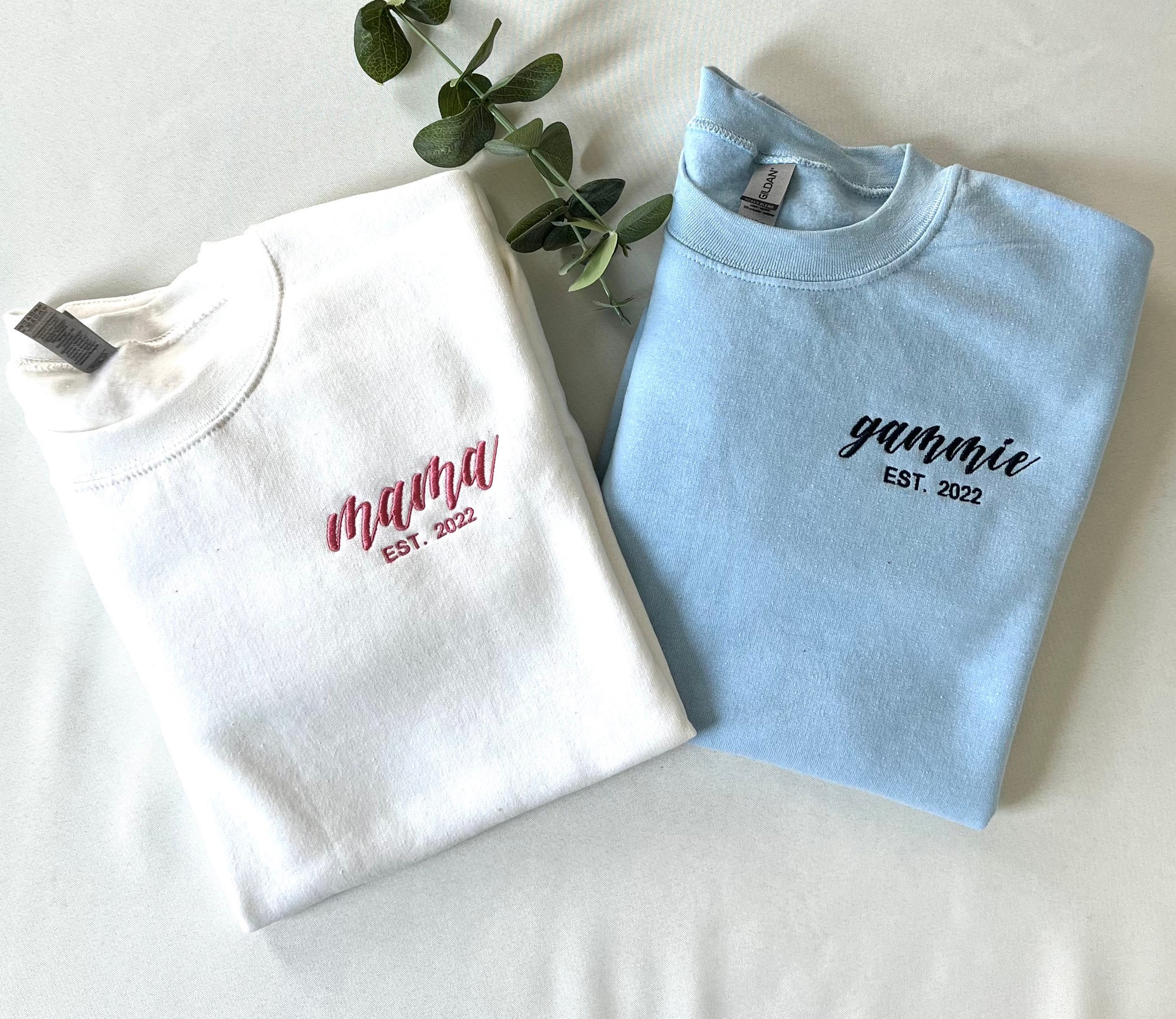 Custom Embroidered Sweatshirt with Name and Date - Embroidered Mother's Day Gift Best Friend Gift New Mom Gift Grandma Gift image 1